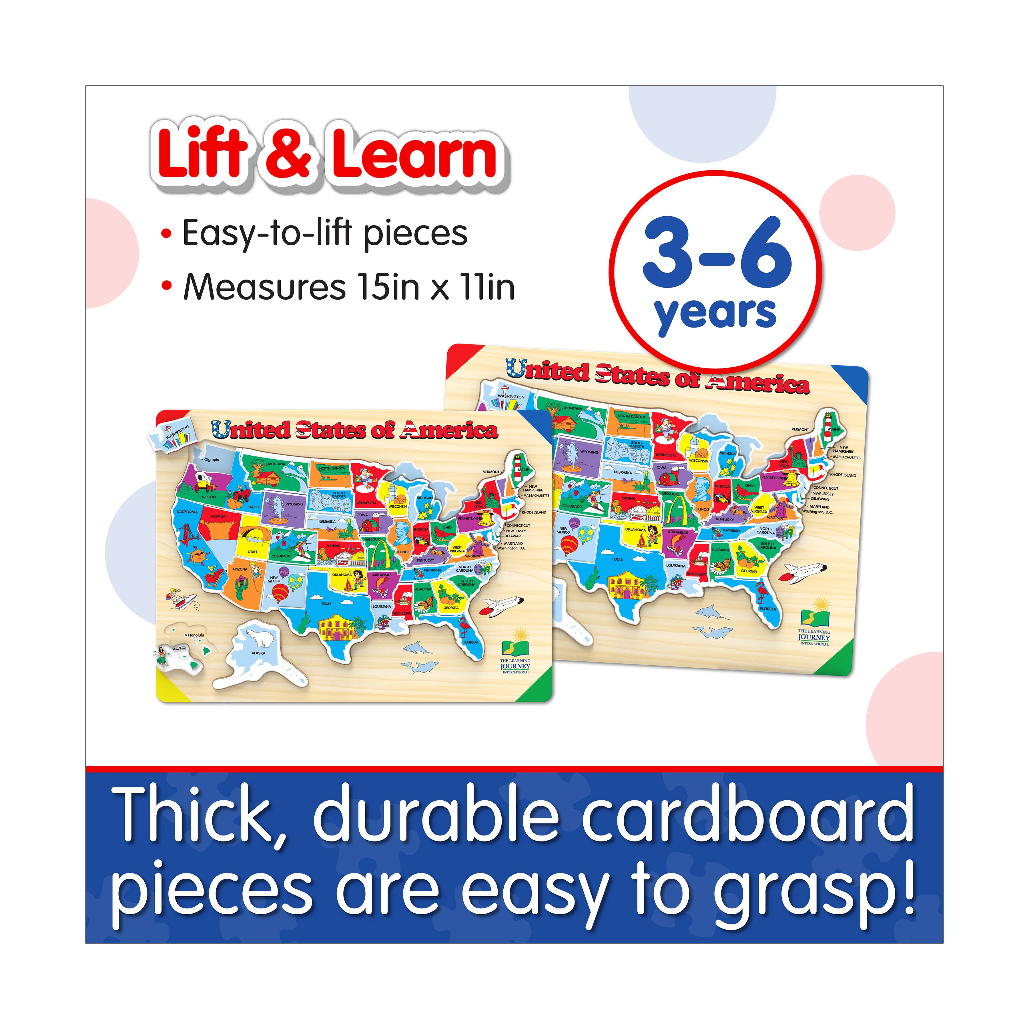 Lift & Learn Puzzle - USA Map: 40 Pcs
