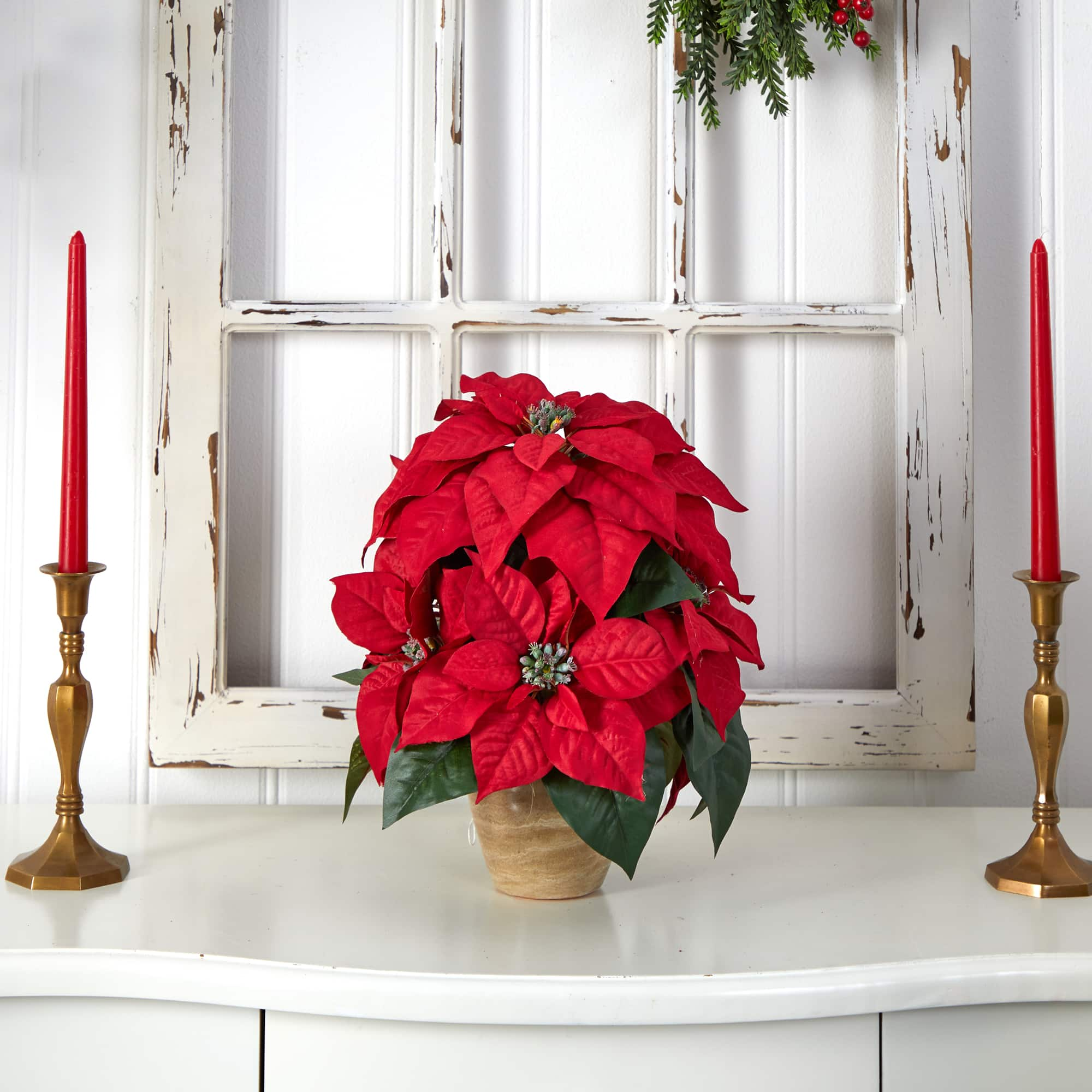 13&#x22; Potted Poinsettia with Ceramic Vase