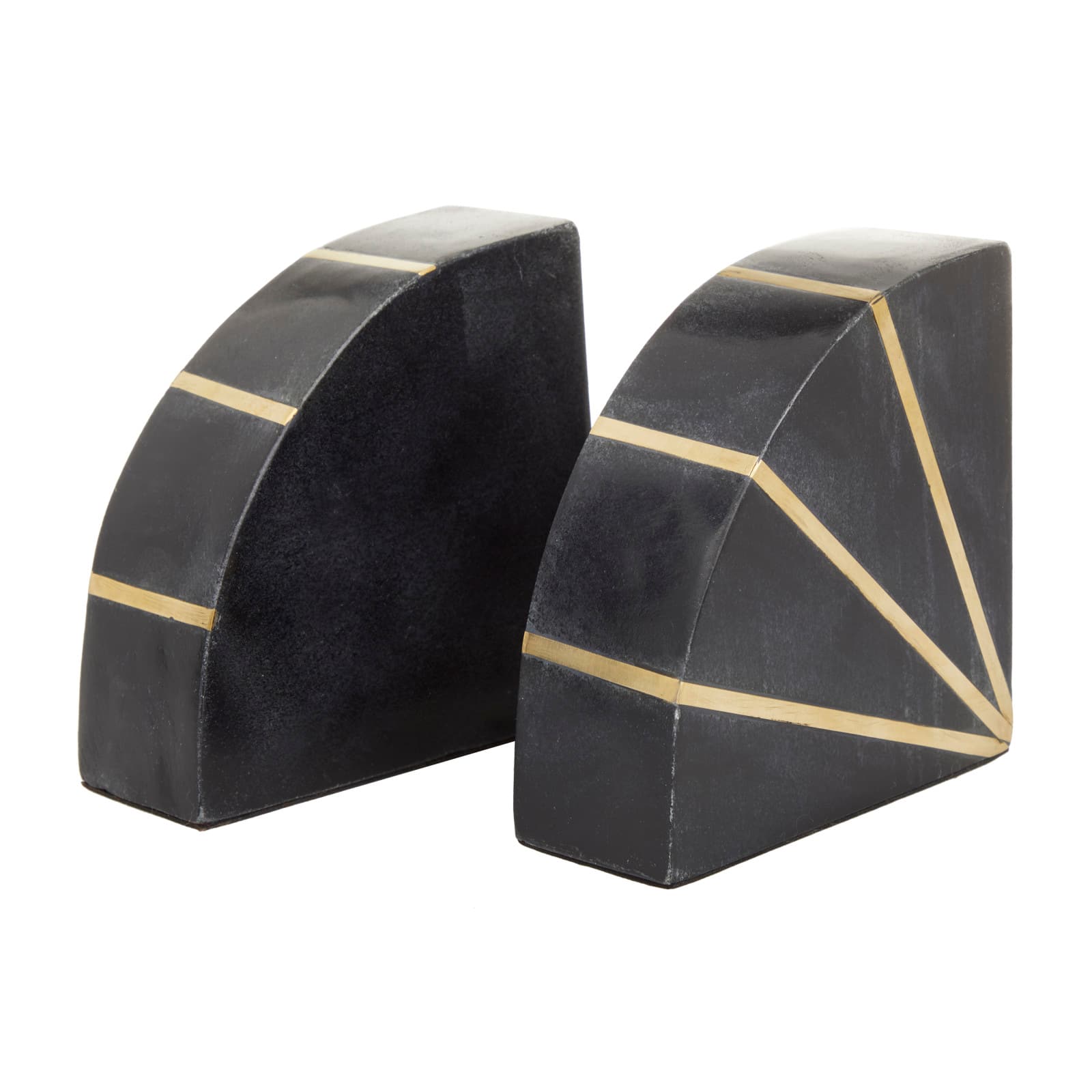 CosmoLiving by Cosmopolitan Black Marble Glam Bookends, 5&#x22; x 5&#x22; x 2&#x22;