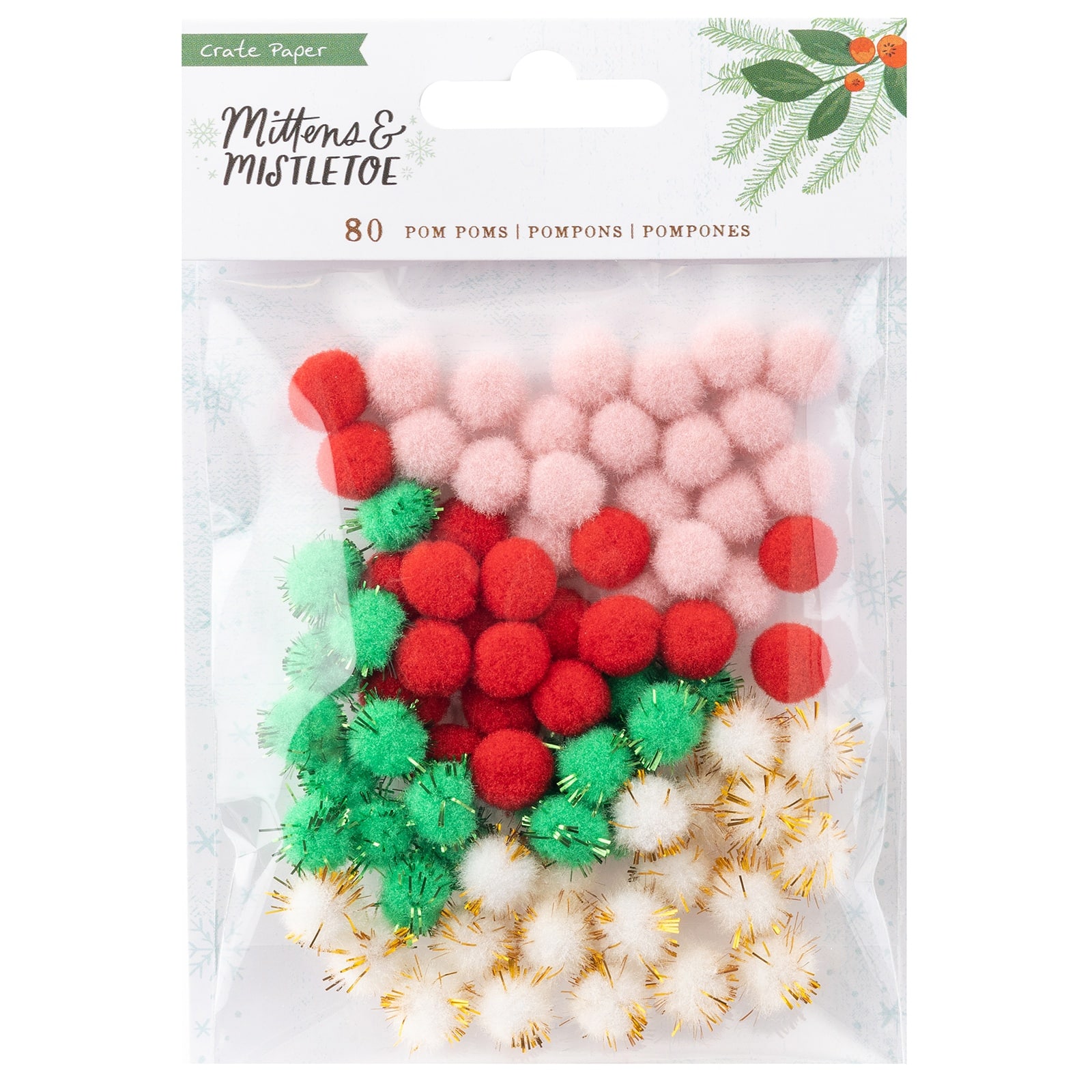 Crate Paper Mittens &#x26; Mistletoe Mixed Pom Poms