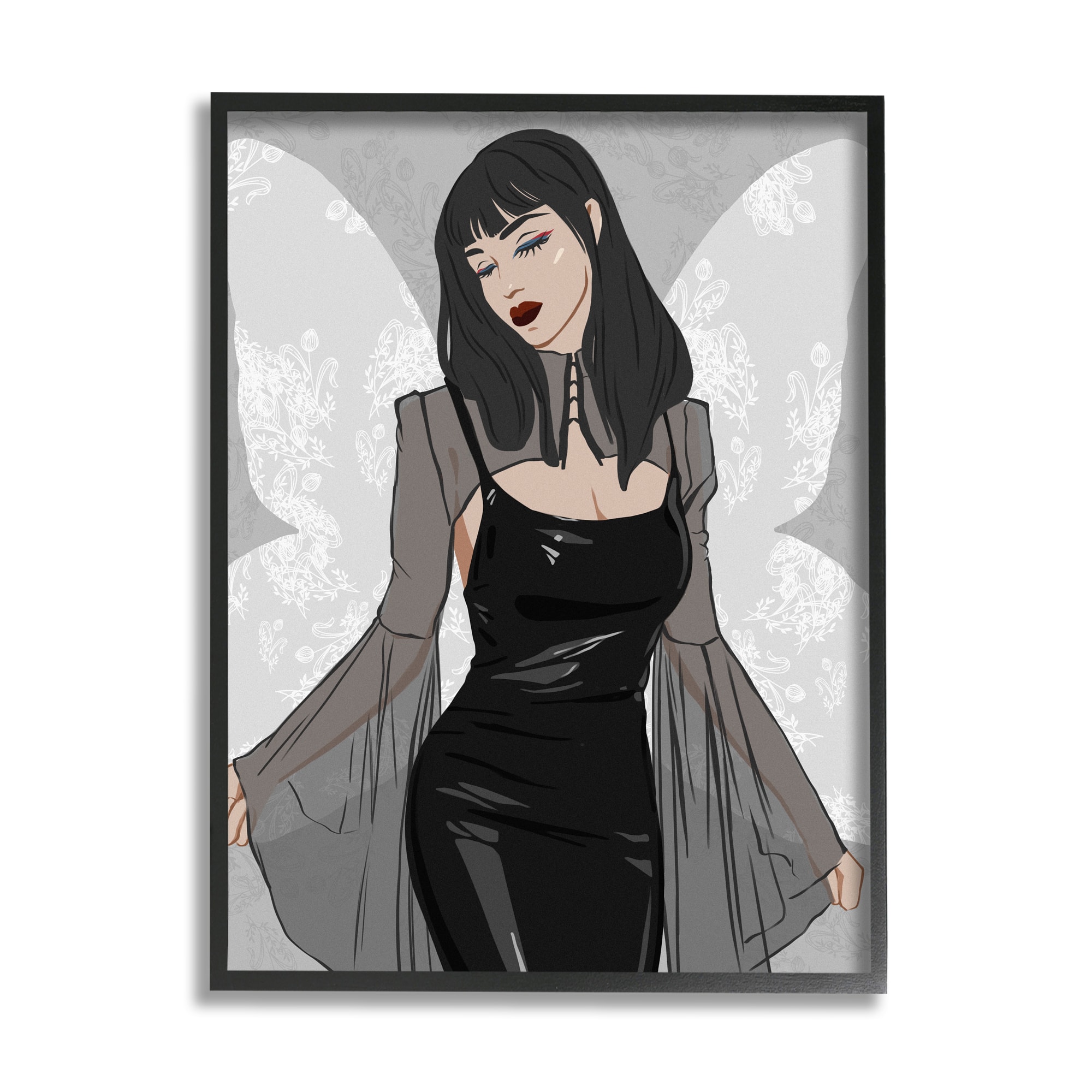 Stupell Industries Gothic Fashion Girl Framed Giclee Art