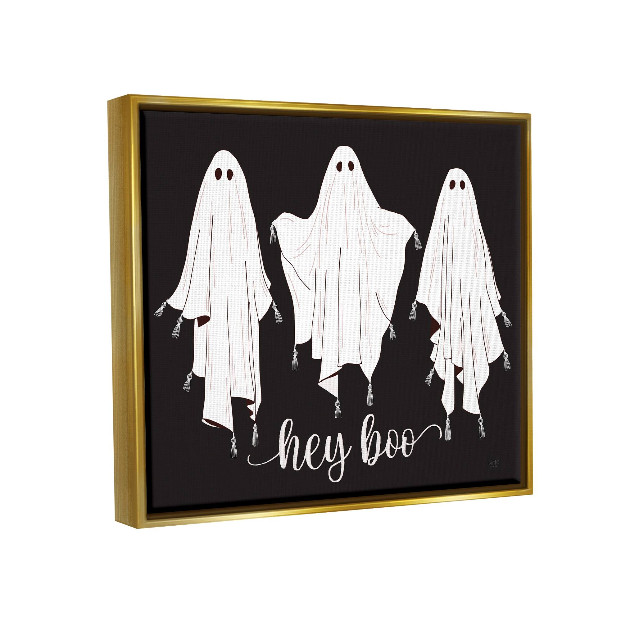 Stupell Industries Hey Boo Three Ghosts Framed Floater Canvas Wall Art