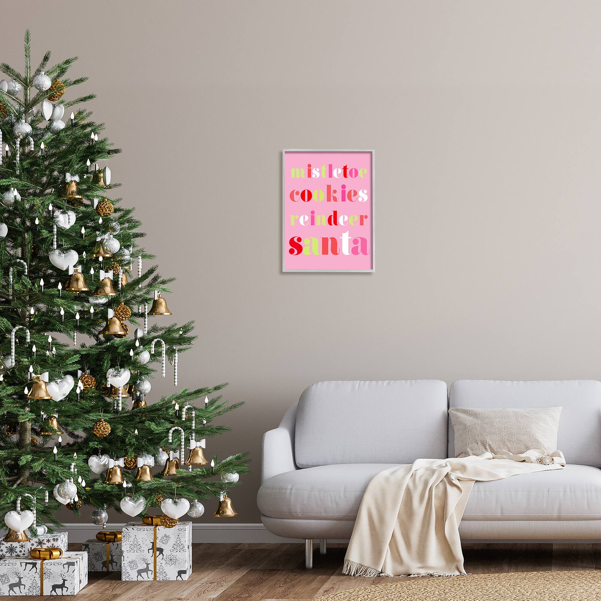 Stupell Industries Mistletoe Cookies Reindeer Santa Bold Framed Giclee Art