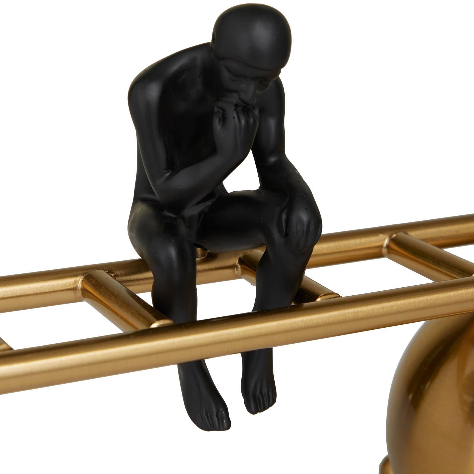 27&#x22; Gold Metal Thinking People Sculpture with Balancing Ladder