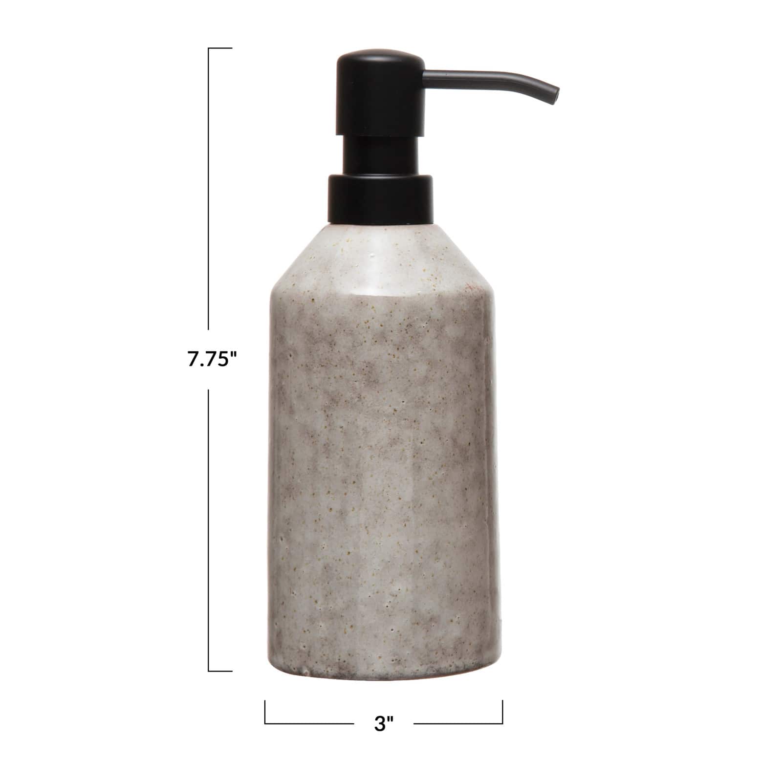 7.7&#x22; Neutral Colored Reactive Glaze Stoneware Soap Dispenser with Black Pump