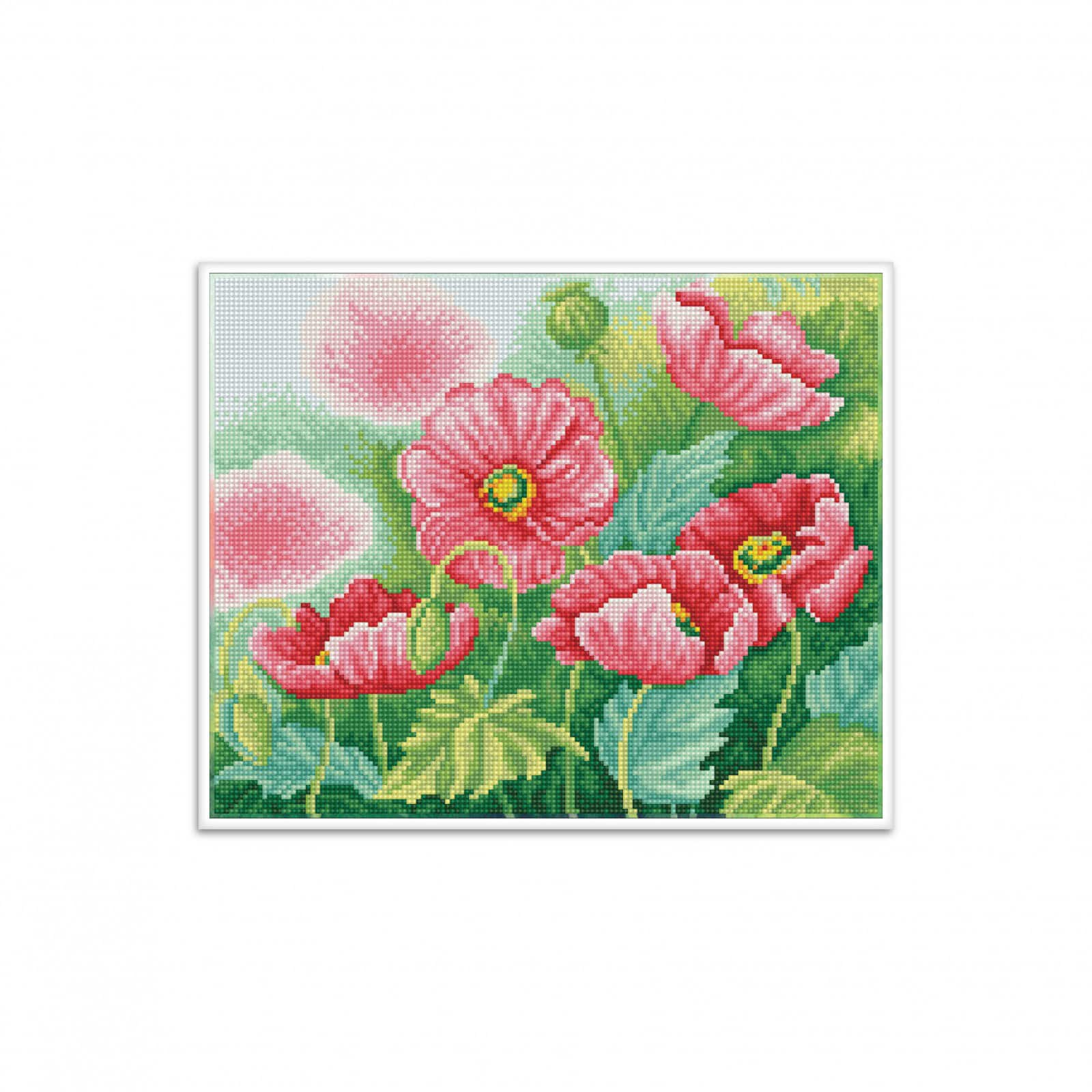 Diamond Dotz&#xAE; Intermediate Watercolor Poppies Pre-Framed Diamond Painting Kit