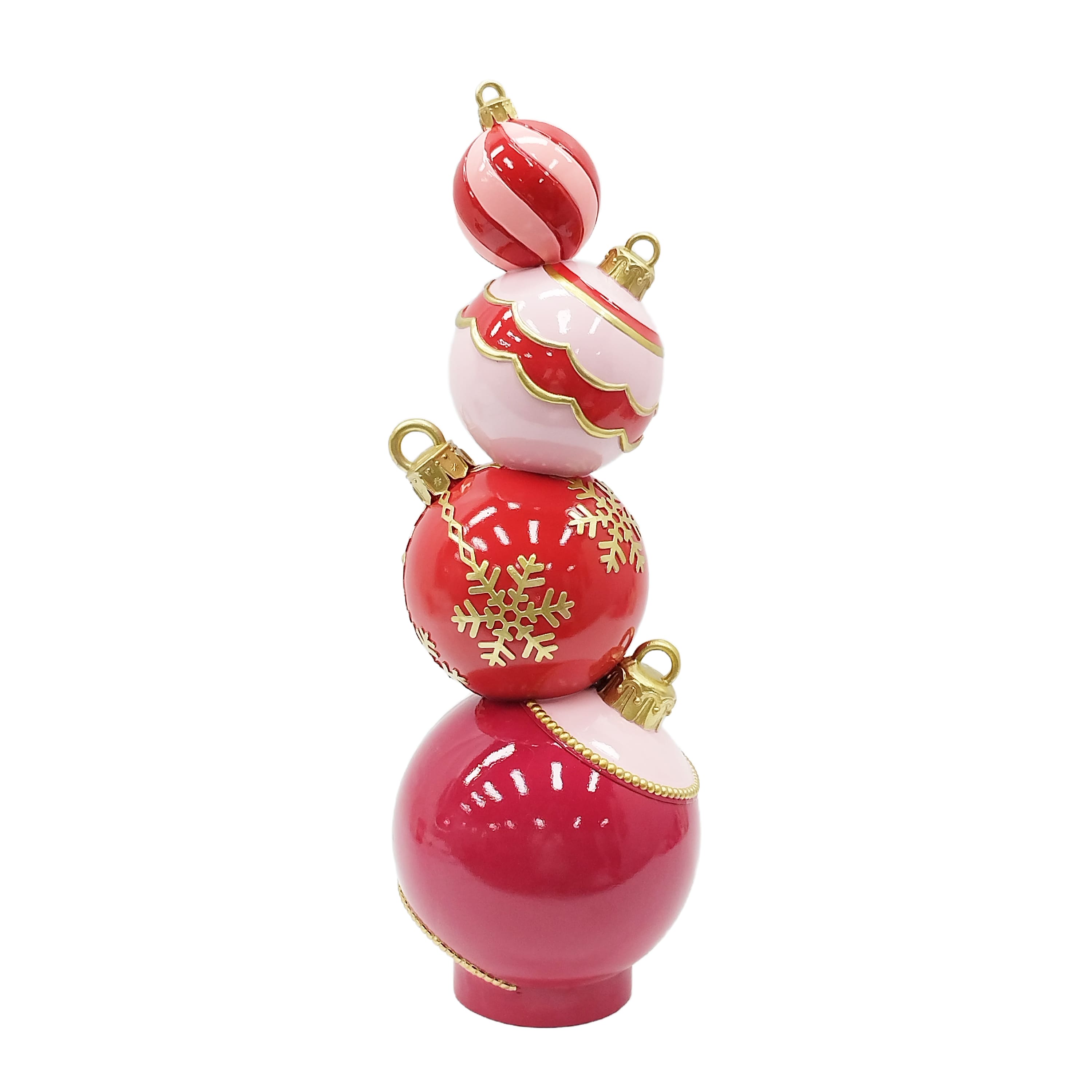 24&#x22; Pink, Red &#x26; Gold Ball Ornament Stack Tabletop D&#xE9;cor by Ashland&#xAE;