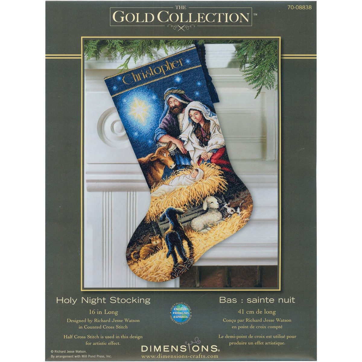 Dimensions&#xAE; Gold Collection&#xAE; Holy Night Stocking Counted Cross Stitch Kit