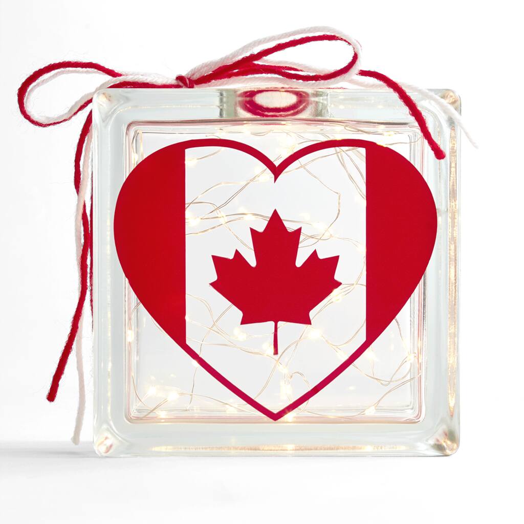 canada flag glass block