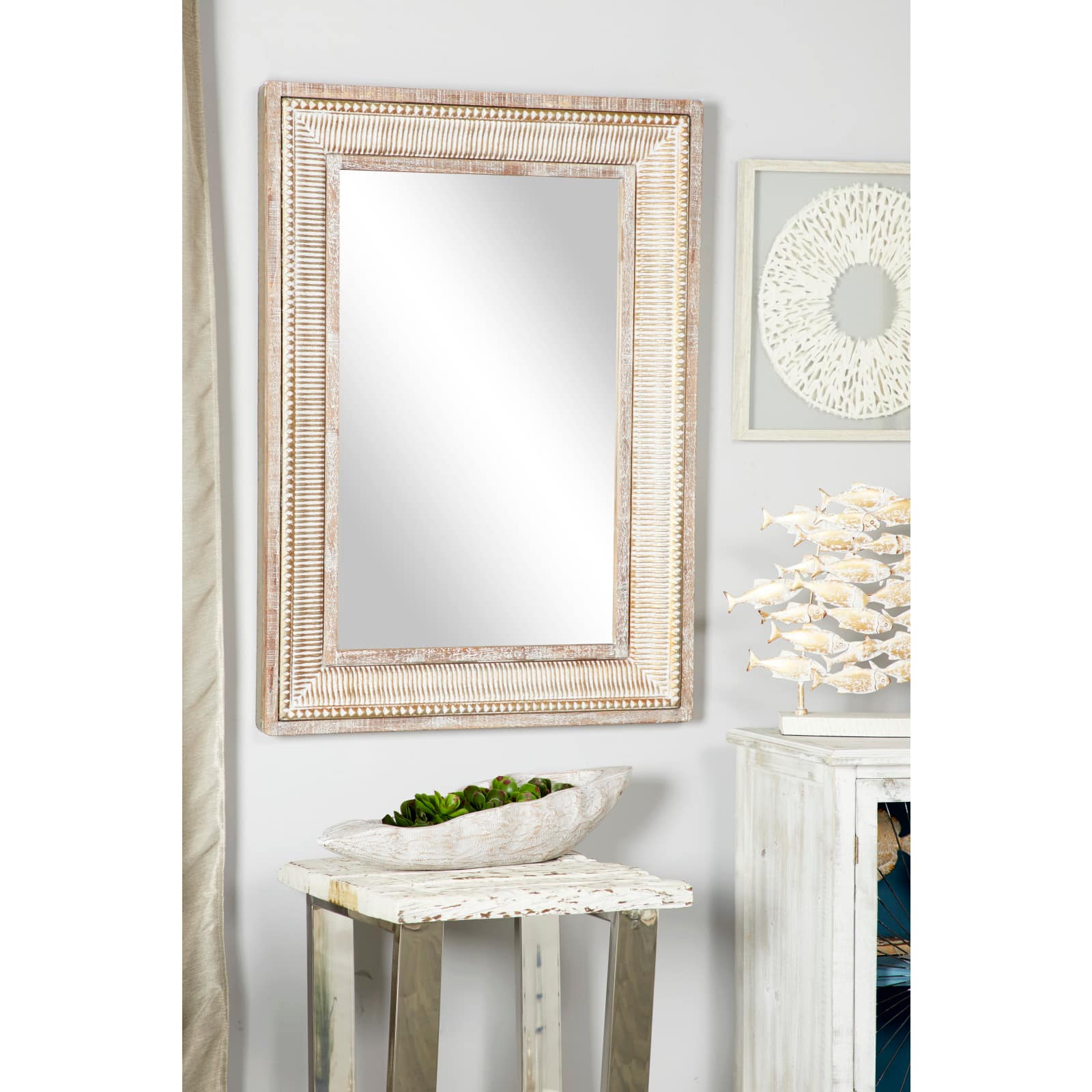 43&#x22; Brown Farmhouse Metal Wall Mirror