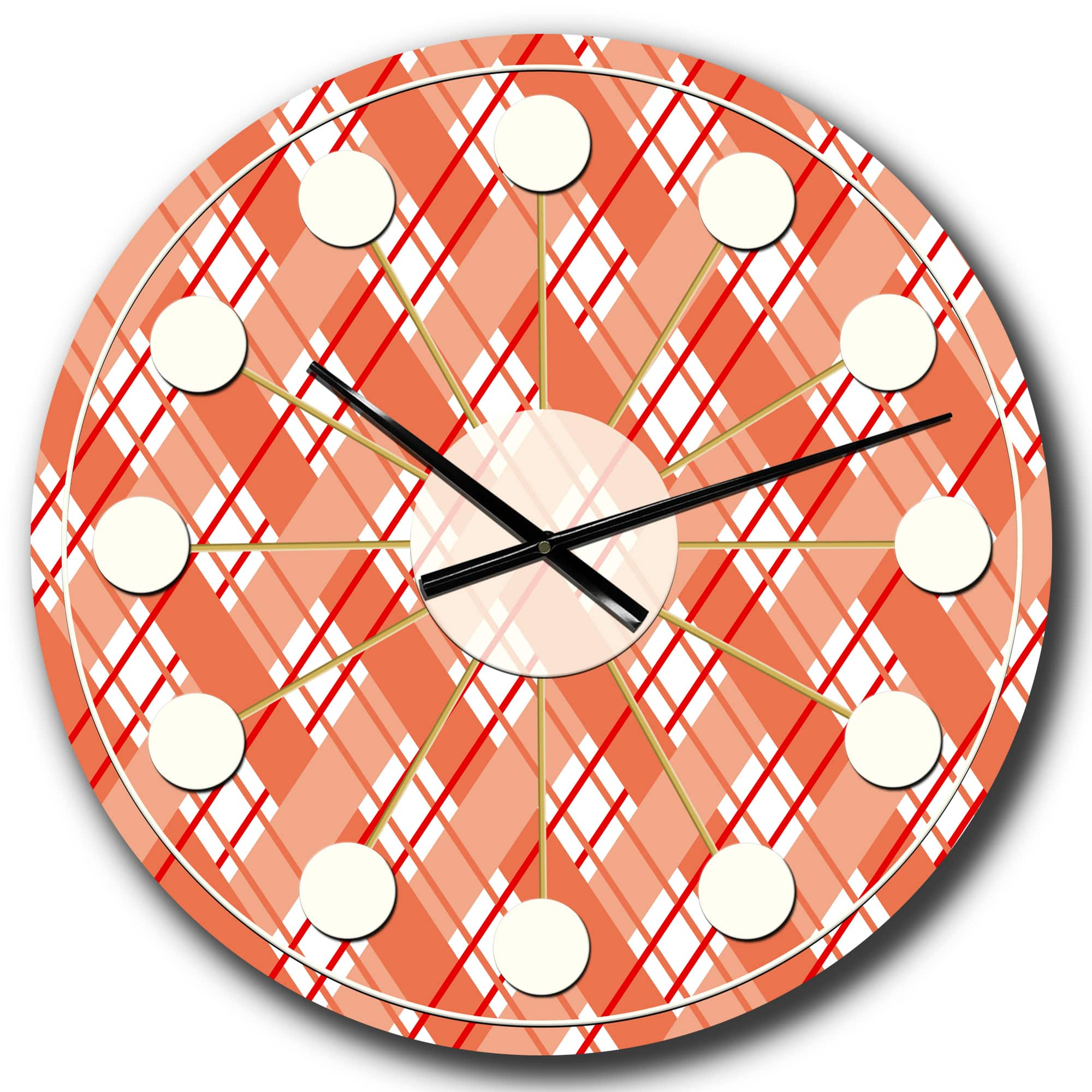 Designart &#x27;Retro Checkered Pattern I Mid-Century Modern Wall Clock