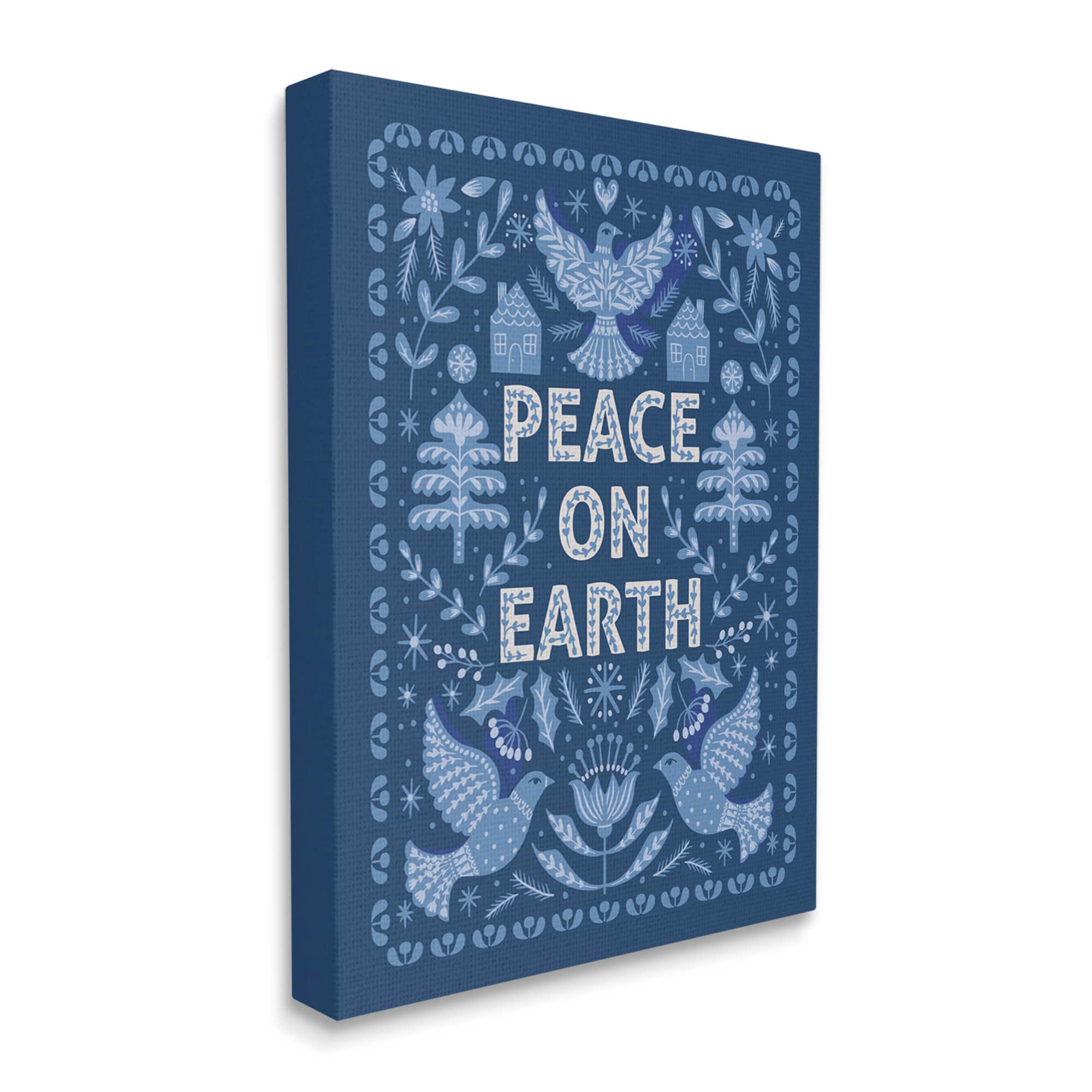 Stupell Industries Peace On Earth Blue Doves Canvas Wall Art