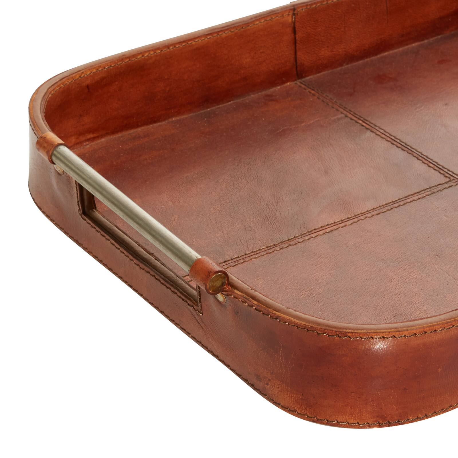 Brown Leather Rustic Tray Set