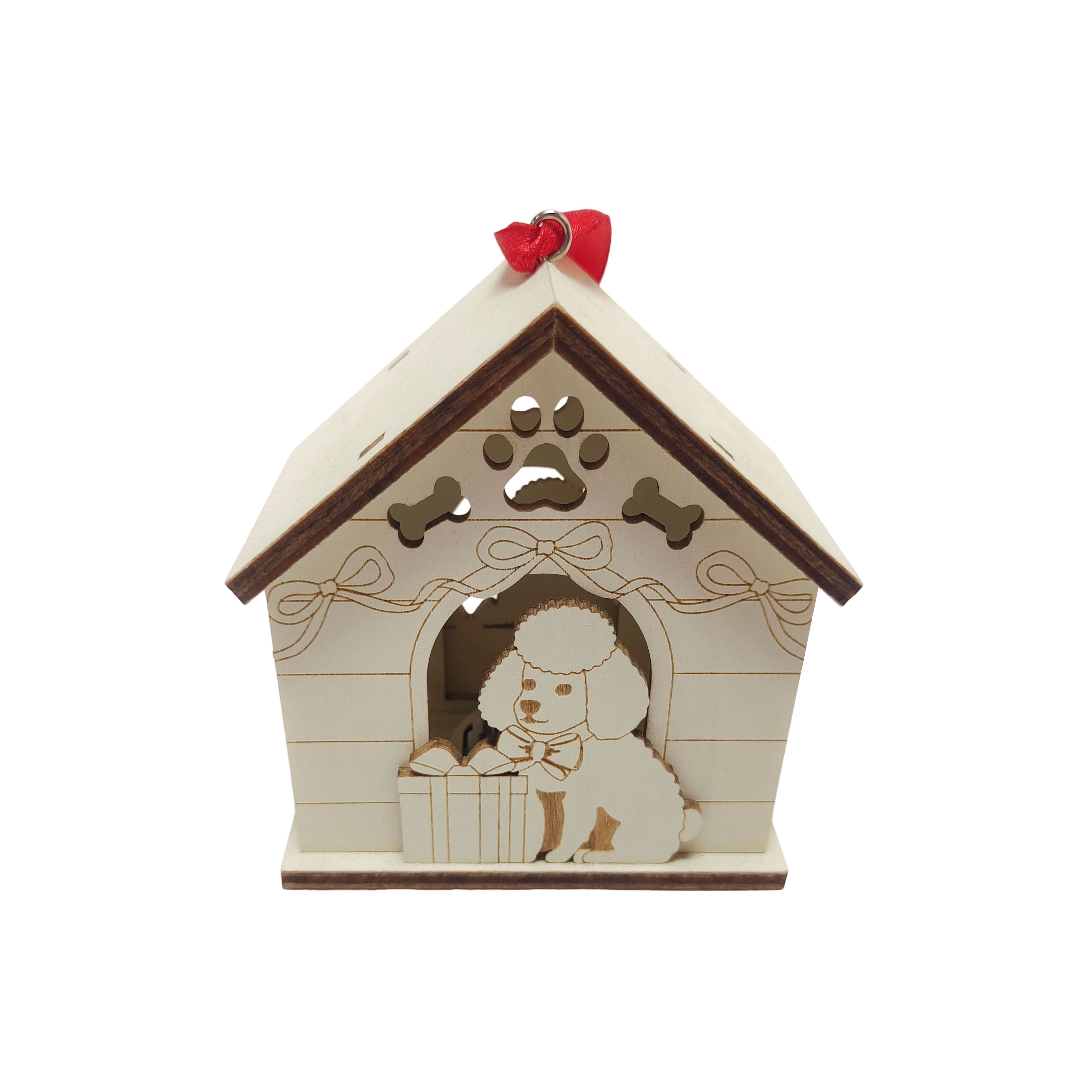 3.75&#x22; Unfinished Dog House DIY LED Wood Ornament by Make Market&#xAE;