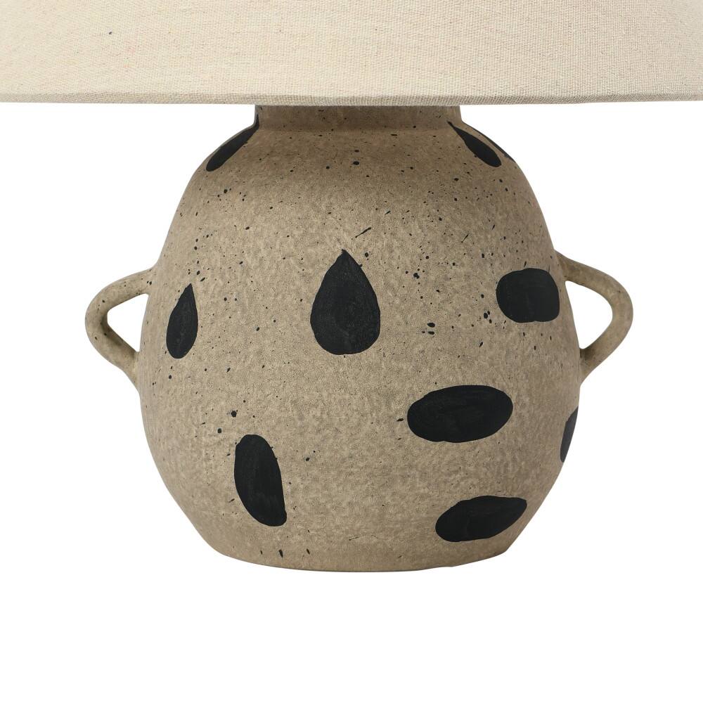 Hello Honey® 15" Hand-Painted Terra-cotta Table Lamp with Dots and Fabric Shade