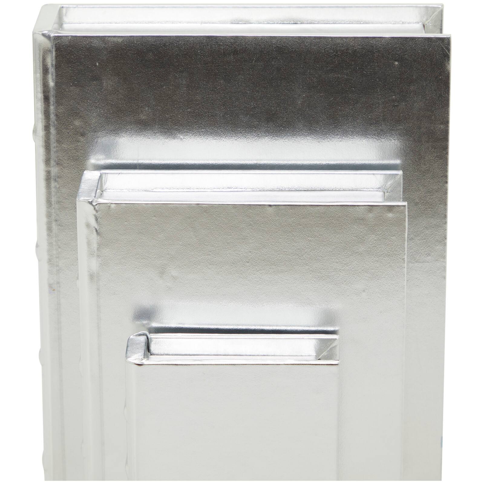 CosmoLiving by Cosmopolitan Silver Faux Leather Faux Book Box with Metallic Finish Set