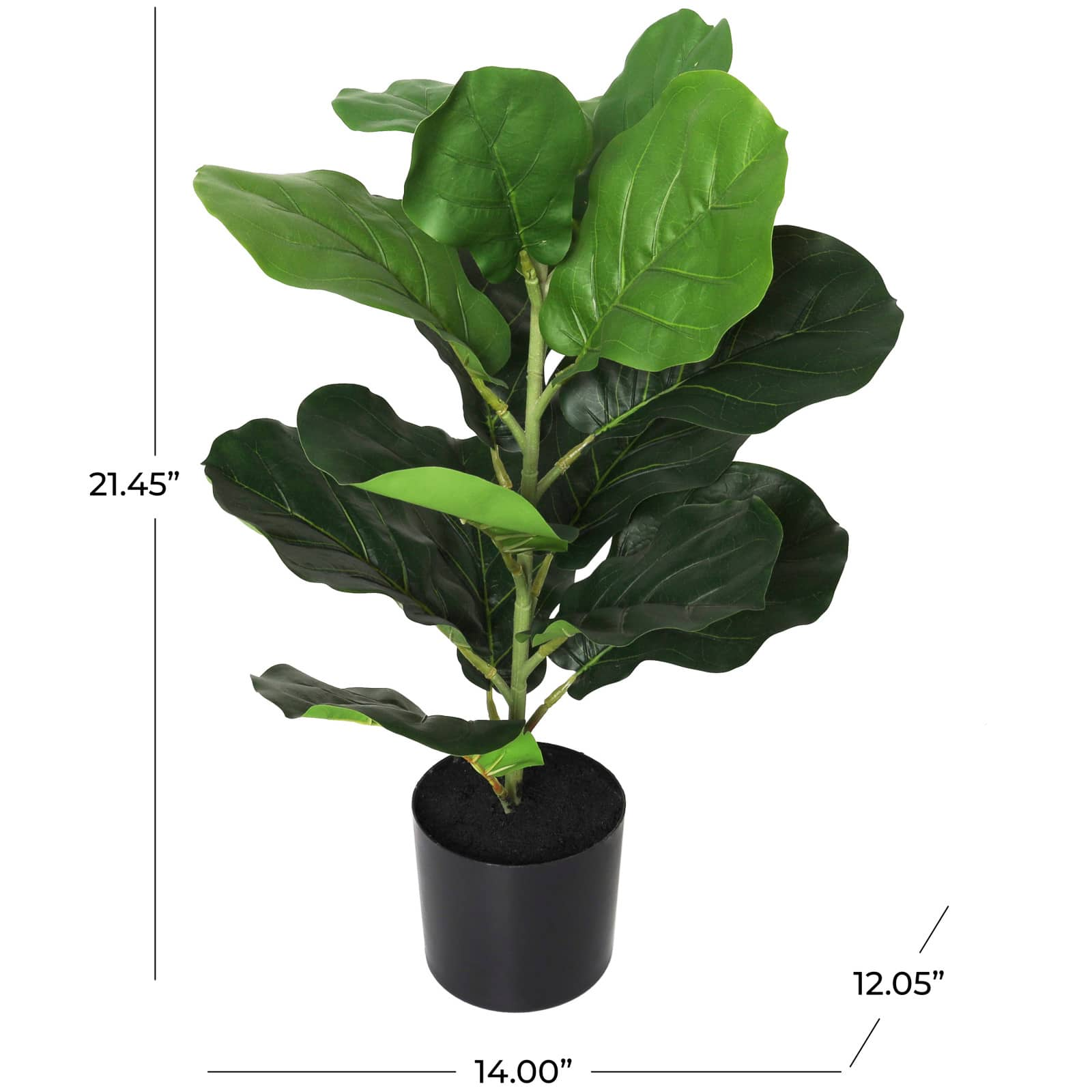 21&#x22; Fiddle Leaf Artificial Plant with Black Pot