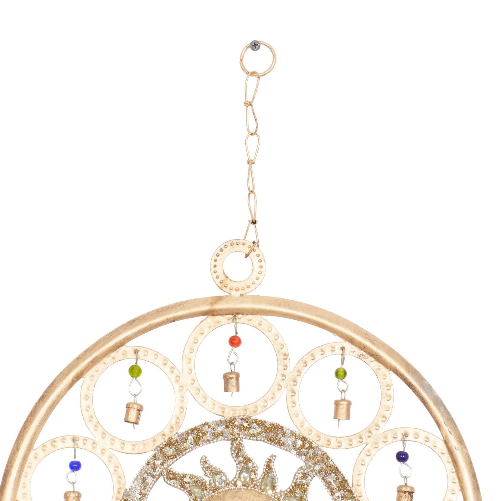 27&#x22; Gold Metal Sun Eclectic Windchime