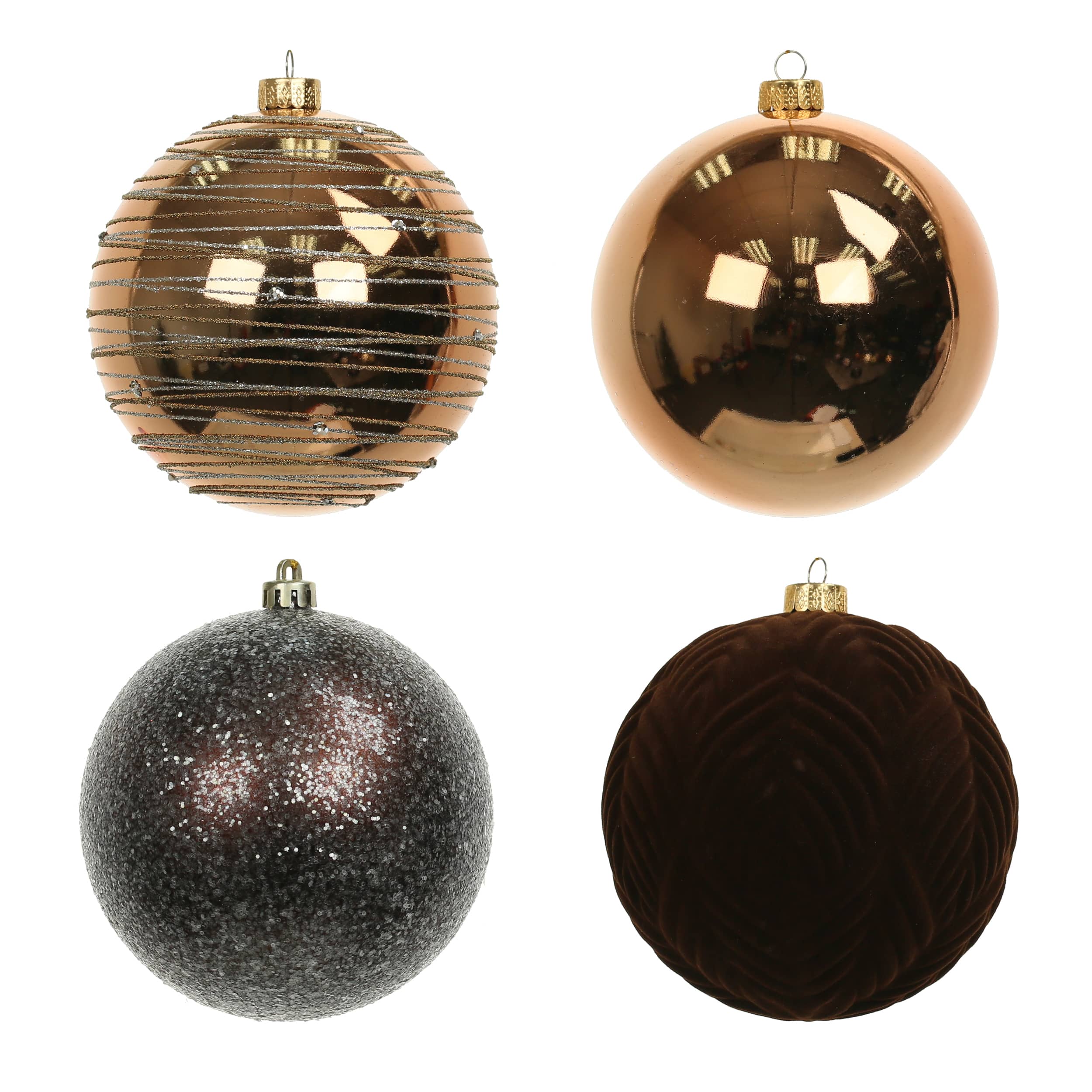 Assorted 4.7&#x22; Gold &#x26; Black Textured Shatterproof Ball Ornaments, 4pc. by Ashland&#xAE;