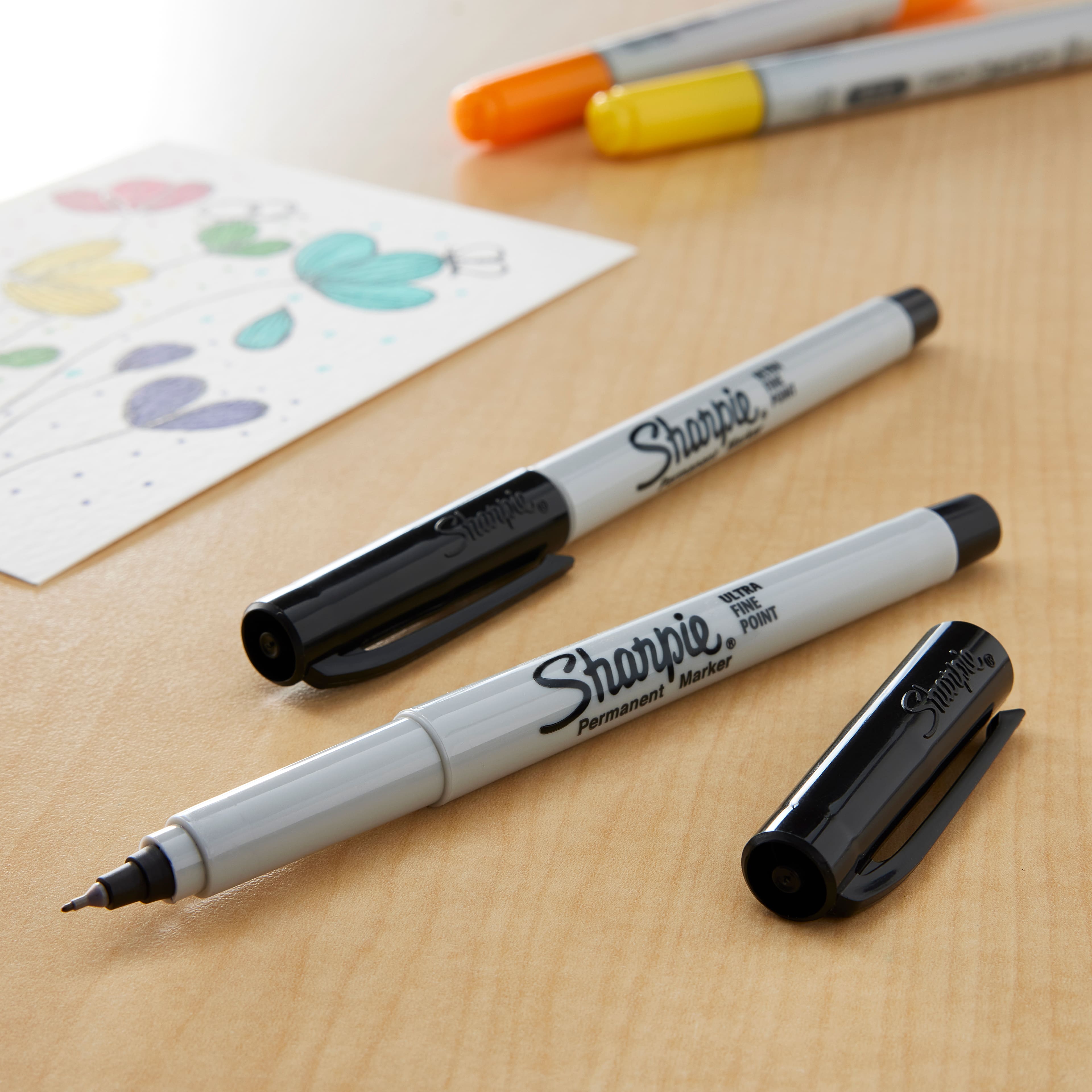 SHARPIE Permanent Markers, Fine Point, Black, 2 Boxes of 12  Total of 24 Markers : Office Products