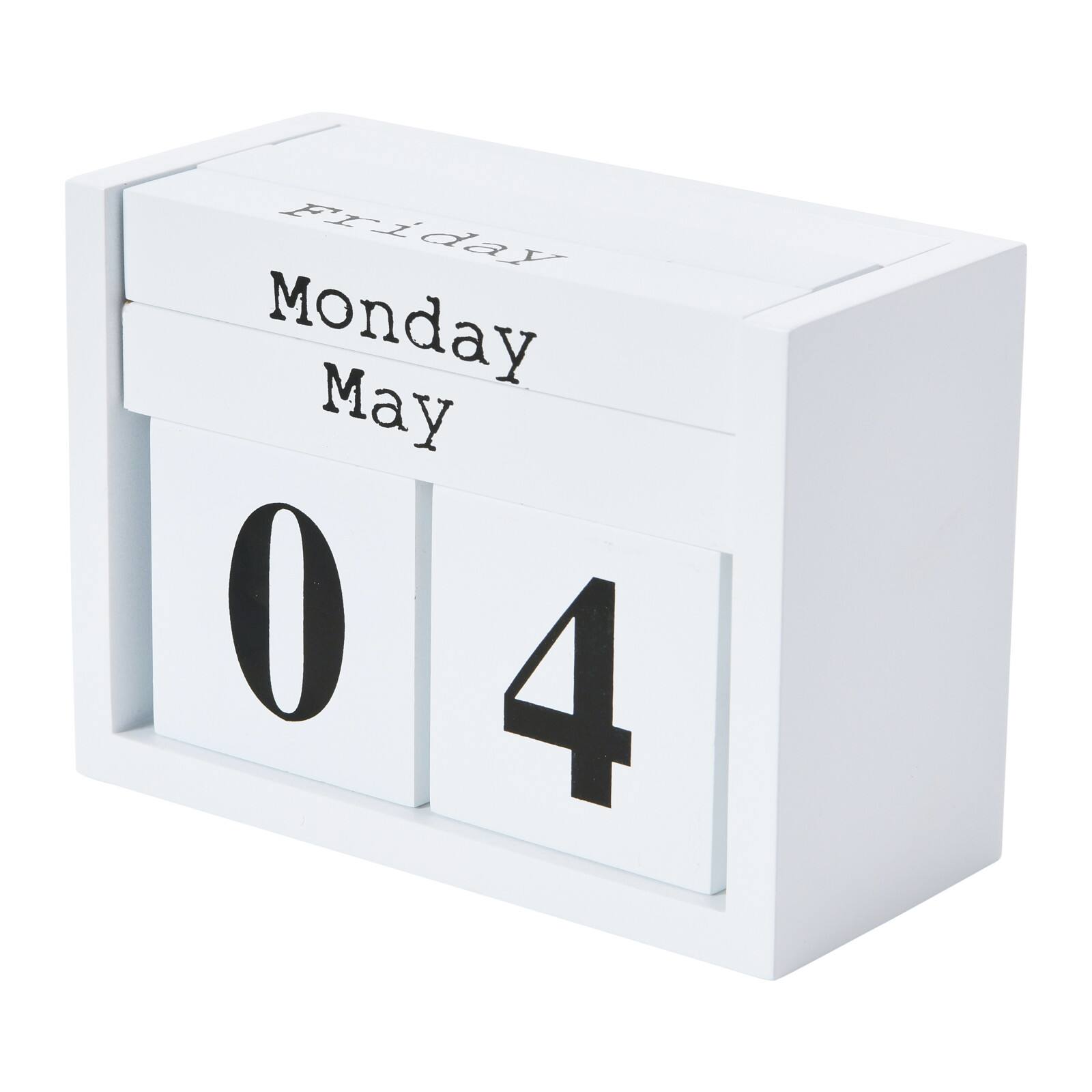 Hello Honey&#xAE; 5.5&#x22; White Wooden Perpetual Desk Block Calendar