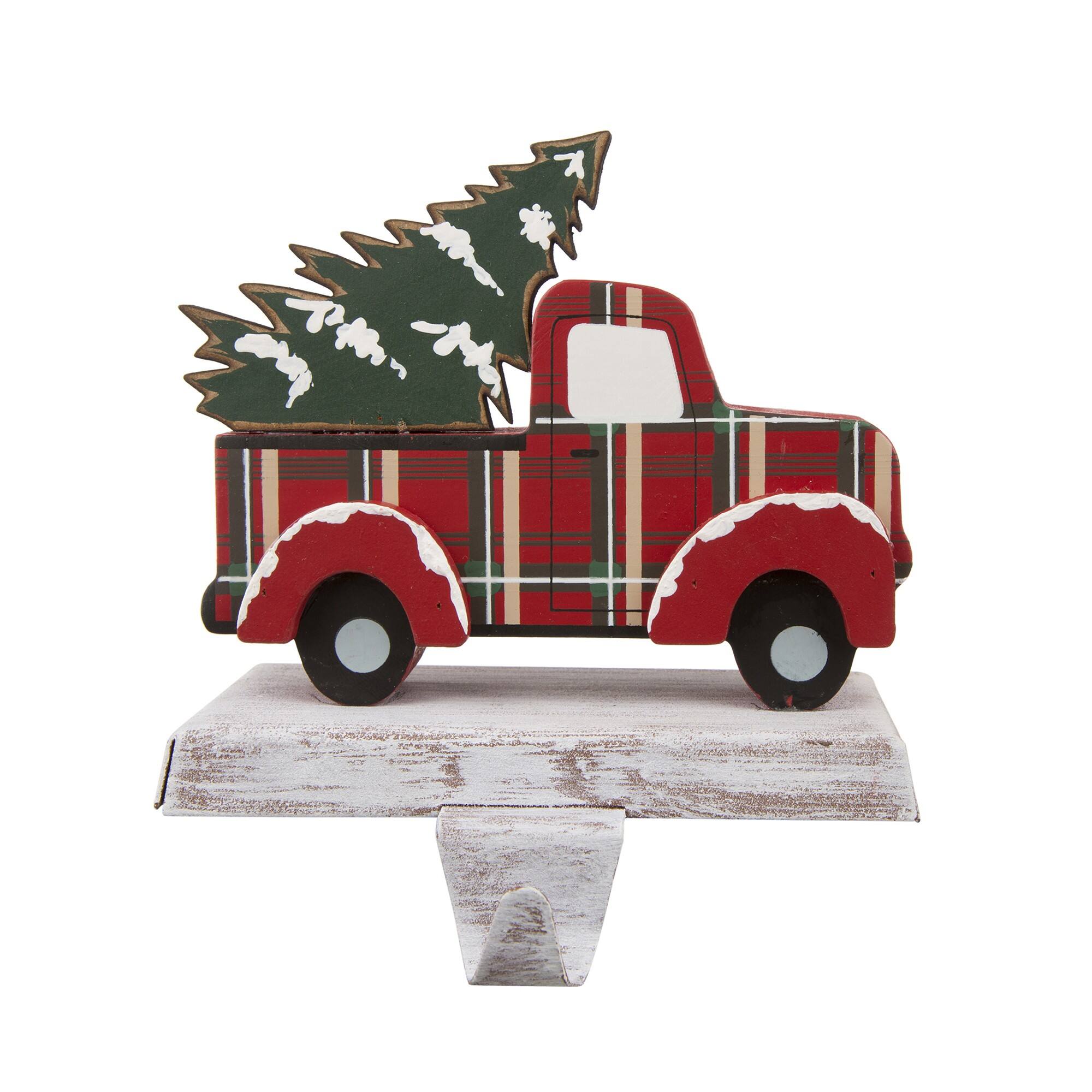 Glitzhome&#xAE; Red Truck Stocking Holder Set