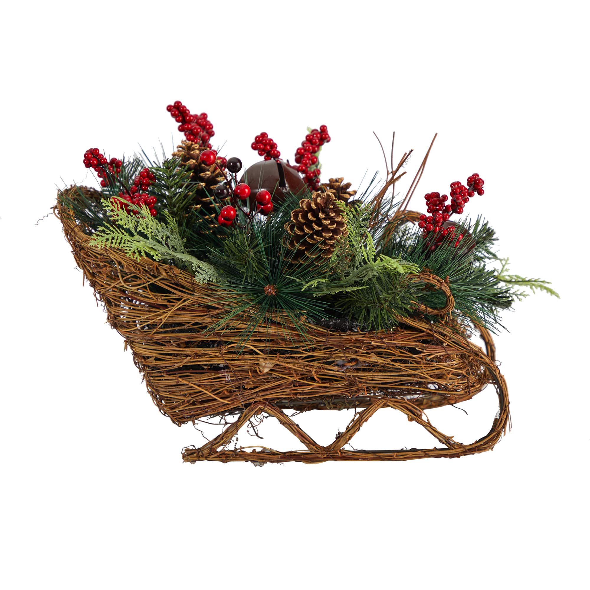 18&#x22; Sleigh Pinecones &#x26; Berries Artificial Christmas Arrangement