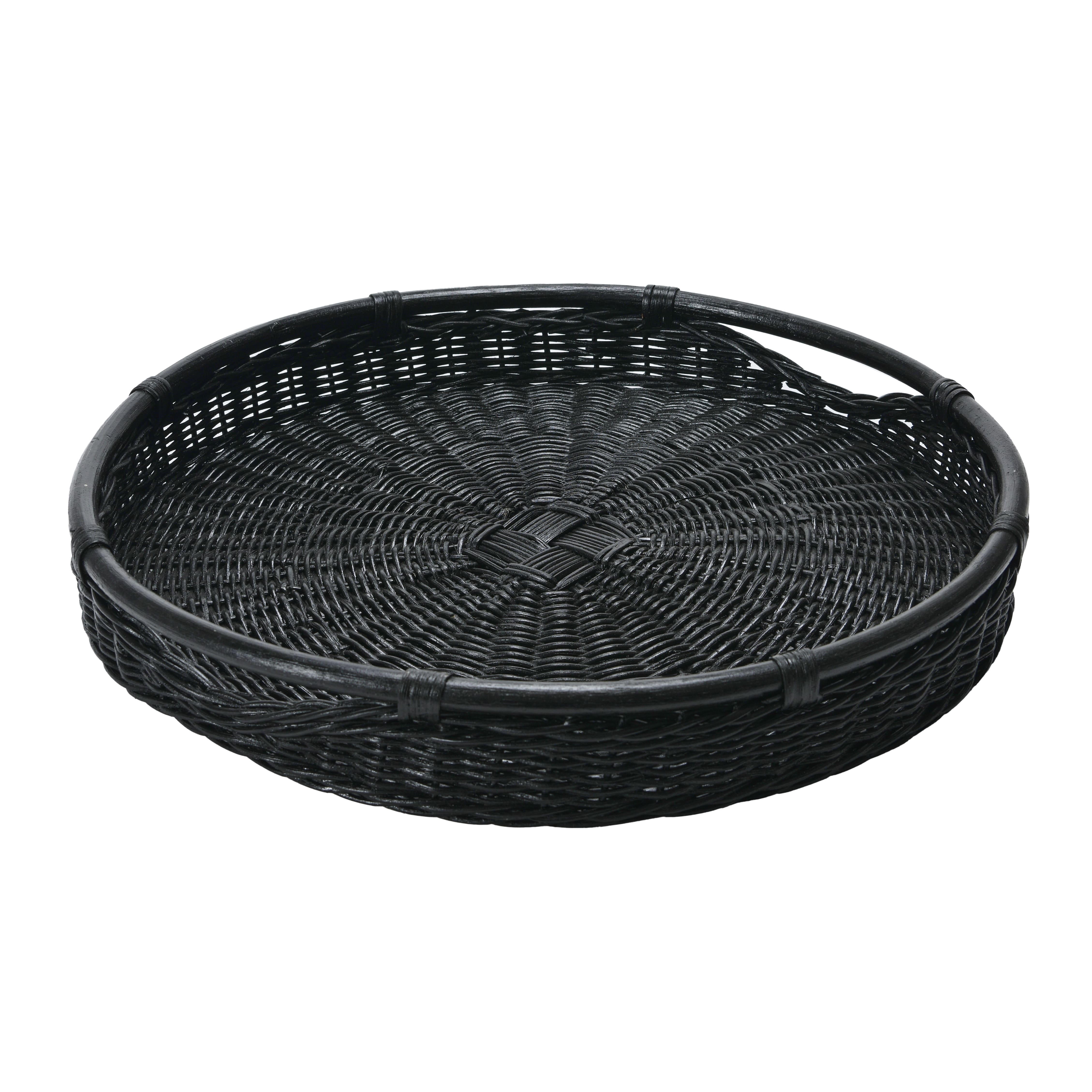 Hello Honey® Black Wicker Trays with Handle Set
