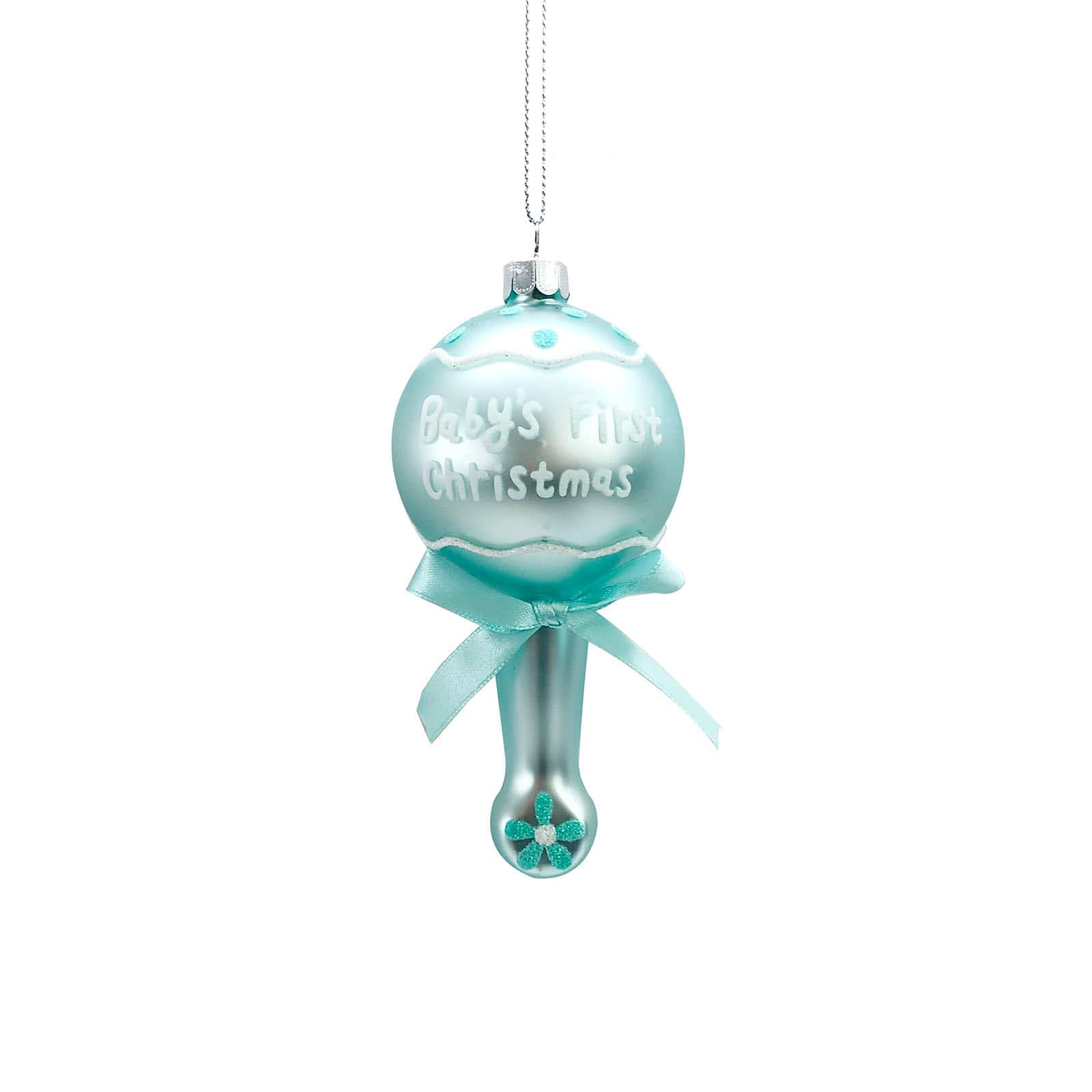 baby's first christmas glass ornament