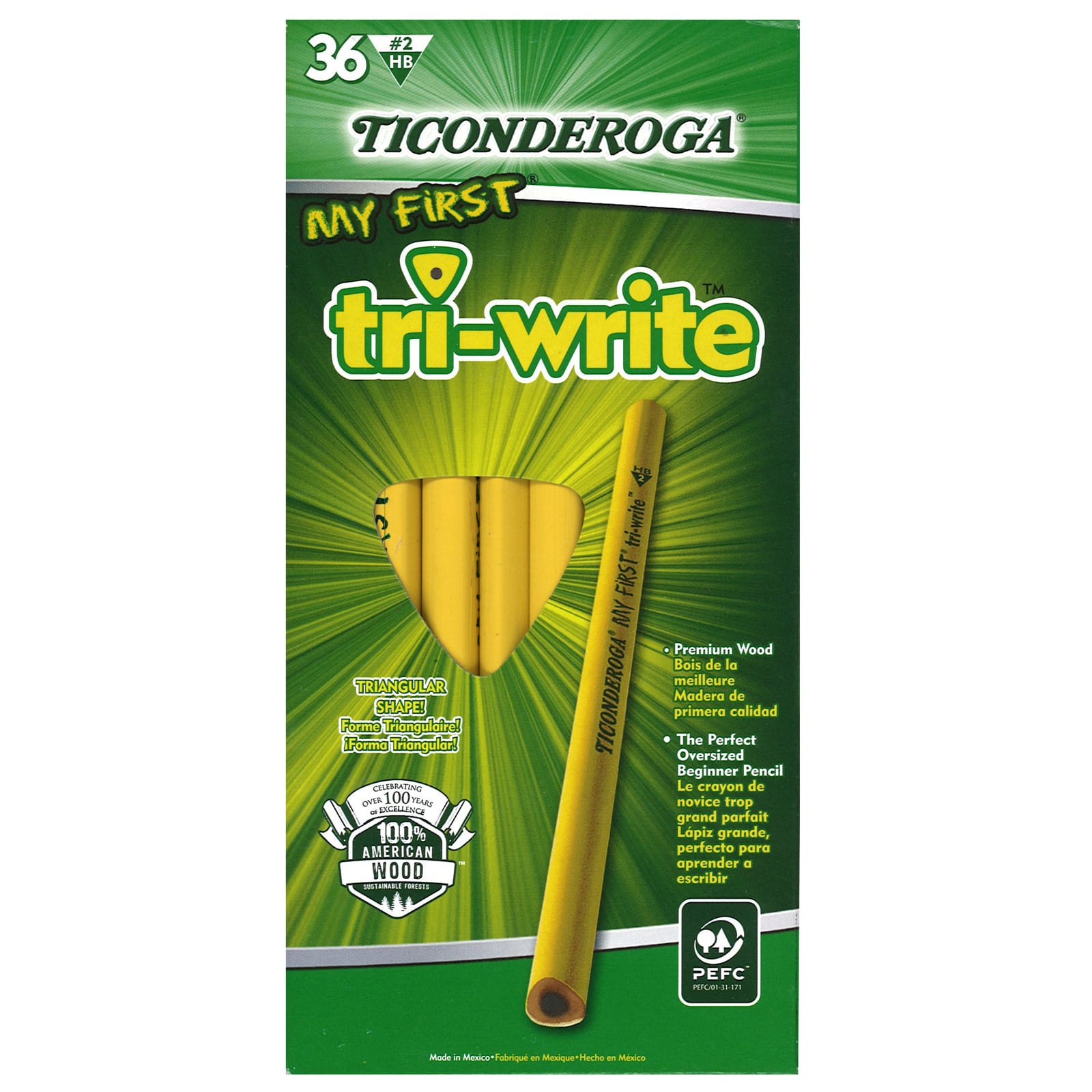 6 Packs: 36 ct. (216 total) Ticonderosa&#xAE; My First&#xAE; Tri-Write&#x2122; Pencils without Eraser