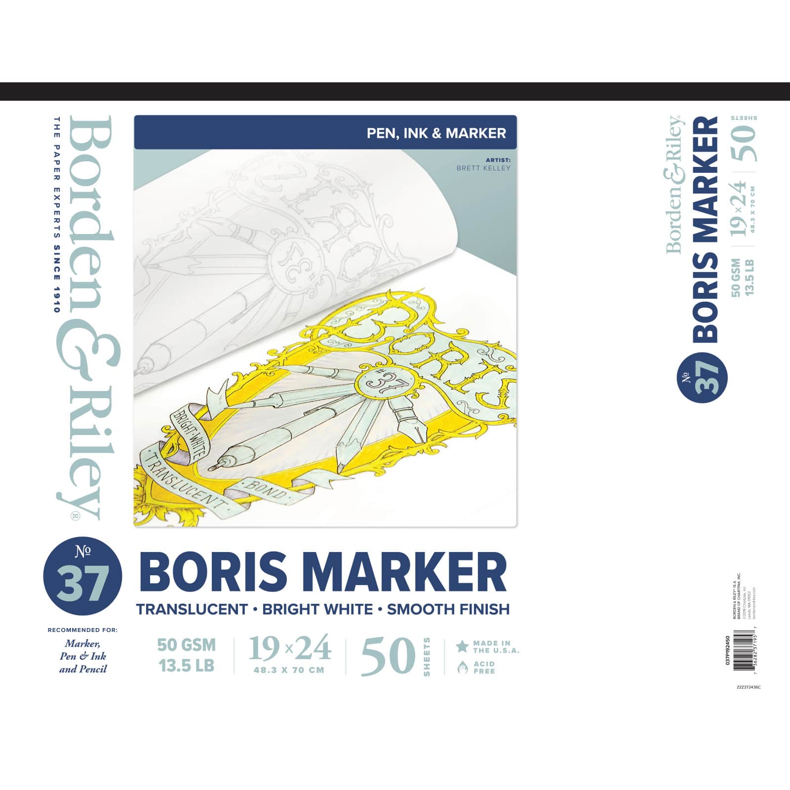 Borden & Riley Boris Marker Paper Pad - 14 x 17, 50 Sheets
