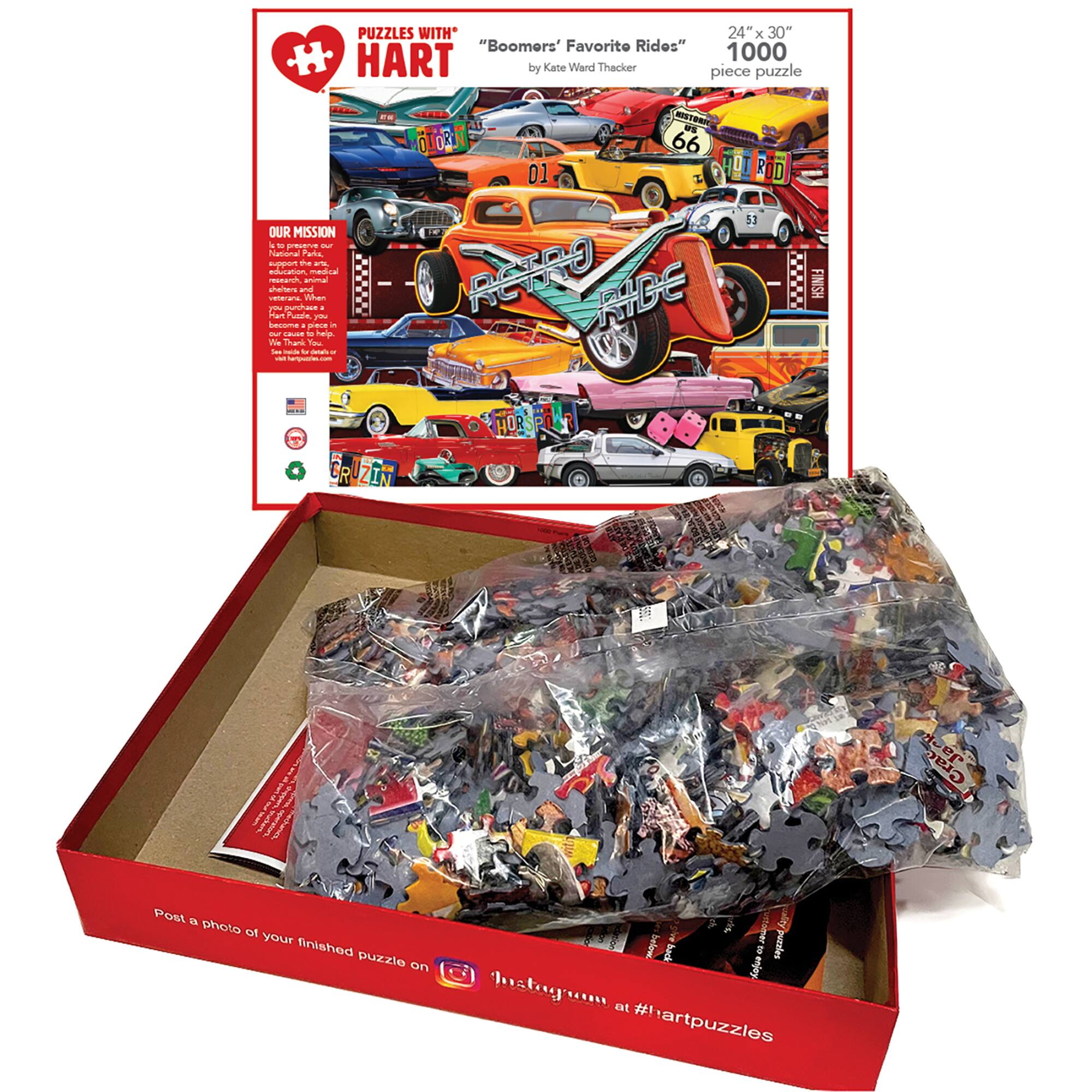 Hart Puzzles Boomer&#x27;s Favorite Rides by Kate Ward Thacker 1,000 Piece Jigsaw Puzzle