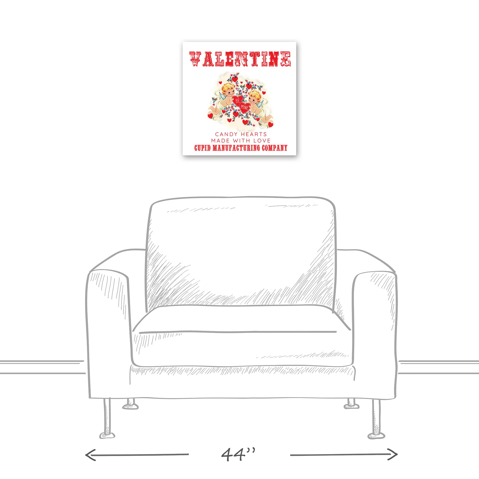 Cupid Candy Hearts 16&#x22; x 16&#x22; Canvas Wall Art