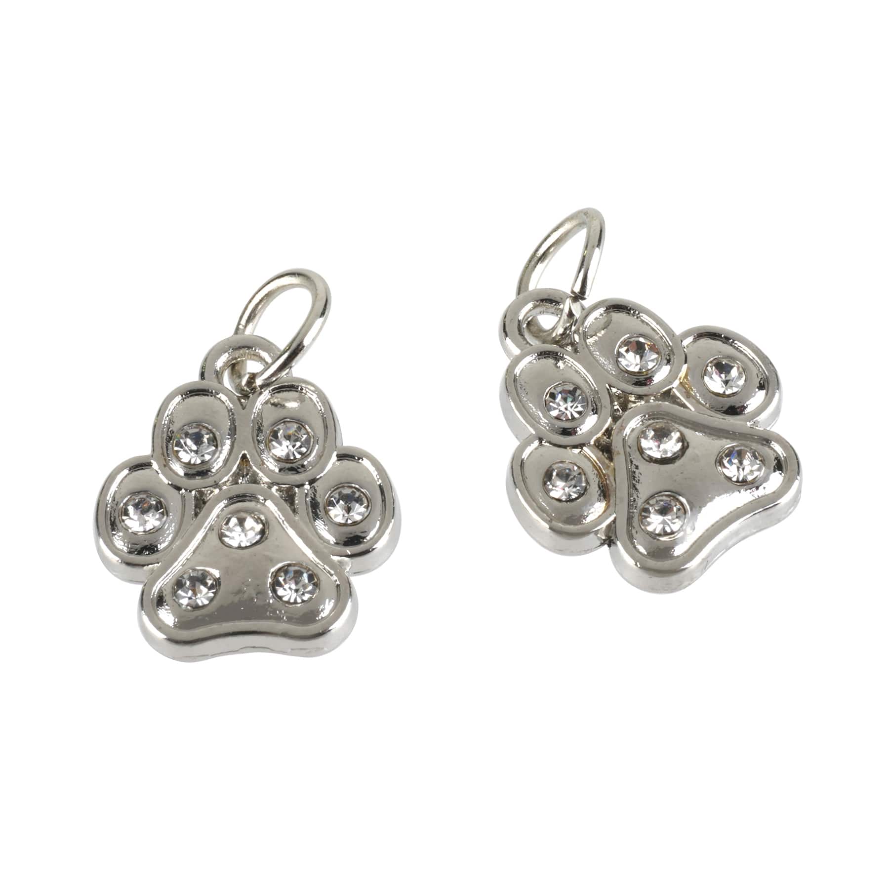 12 Packs: 12 ct. (144 total) Charmalong™ Rhodium Paw Charms by Bead Landing™