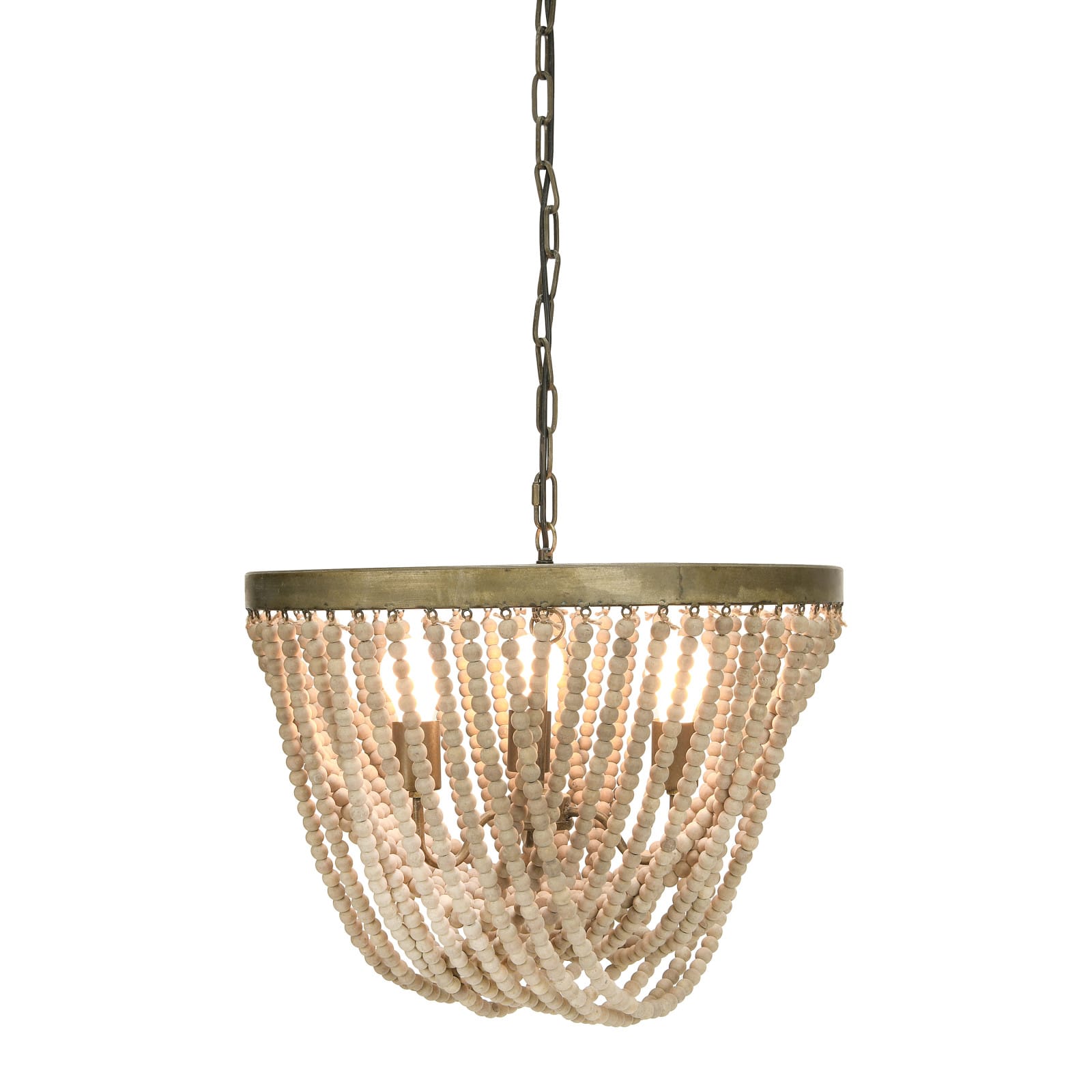 Hello Honey® White Metal Chandelier with Draped Wood Beads