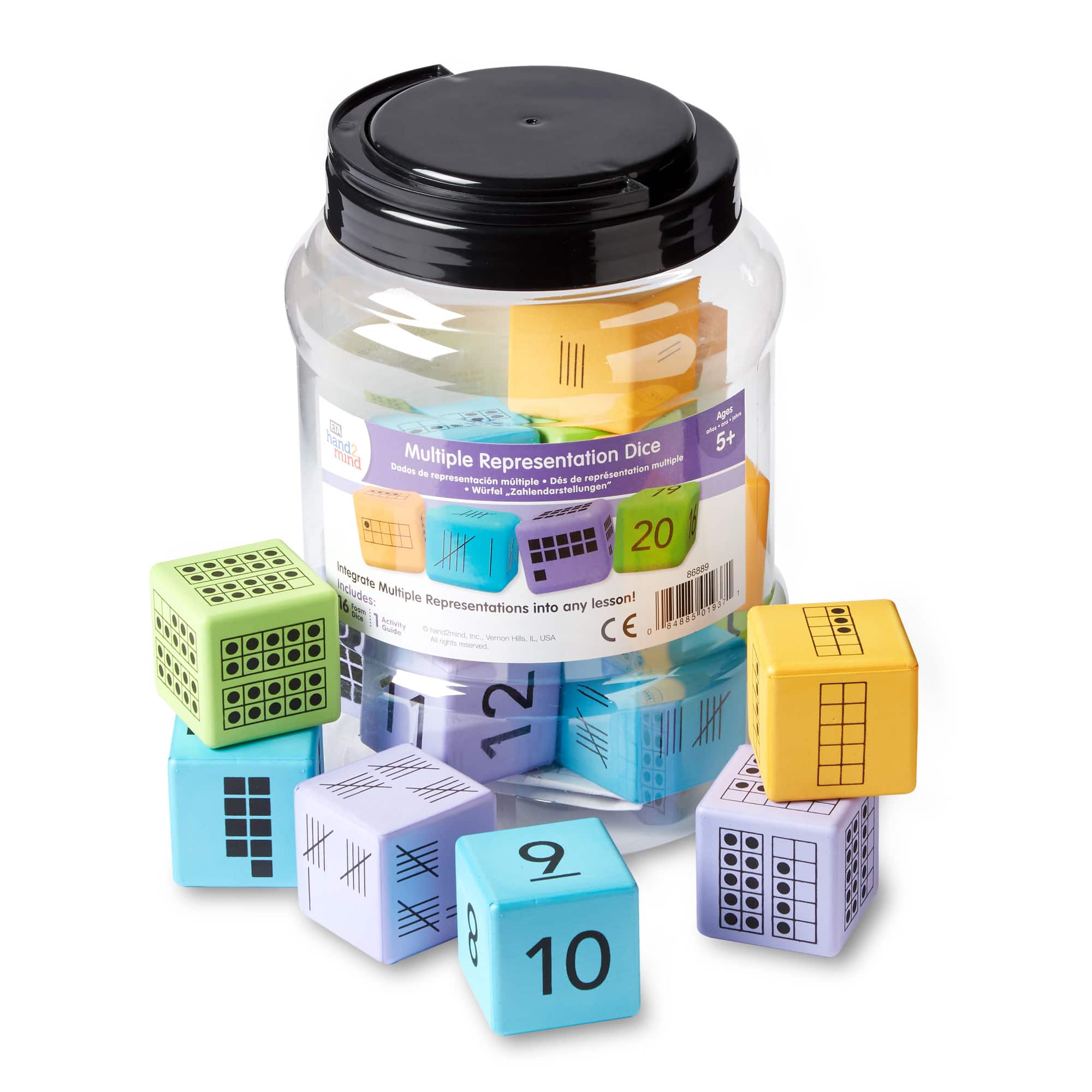 hand2mind® Colorful Foam Number Representation Dice, 16ct.