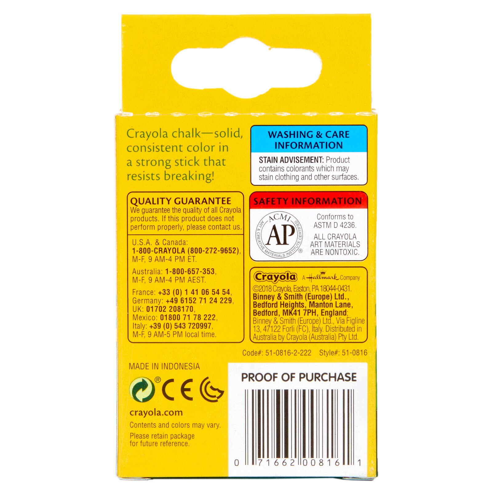 Crayola® Multicolor Children's Chalk, 36 Packs of 12