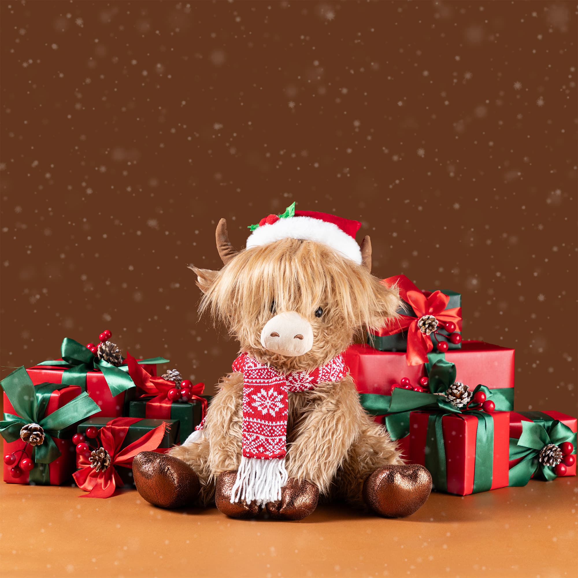 Glitzhome® 15.25"L Christmas Fabric Highland Cow