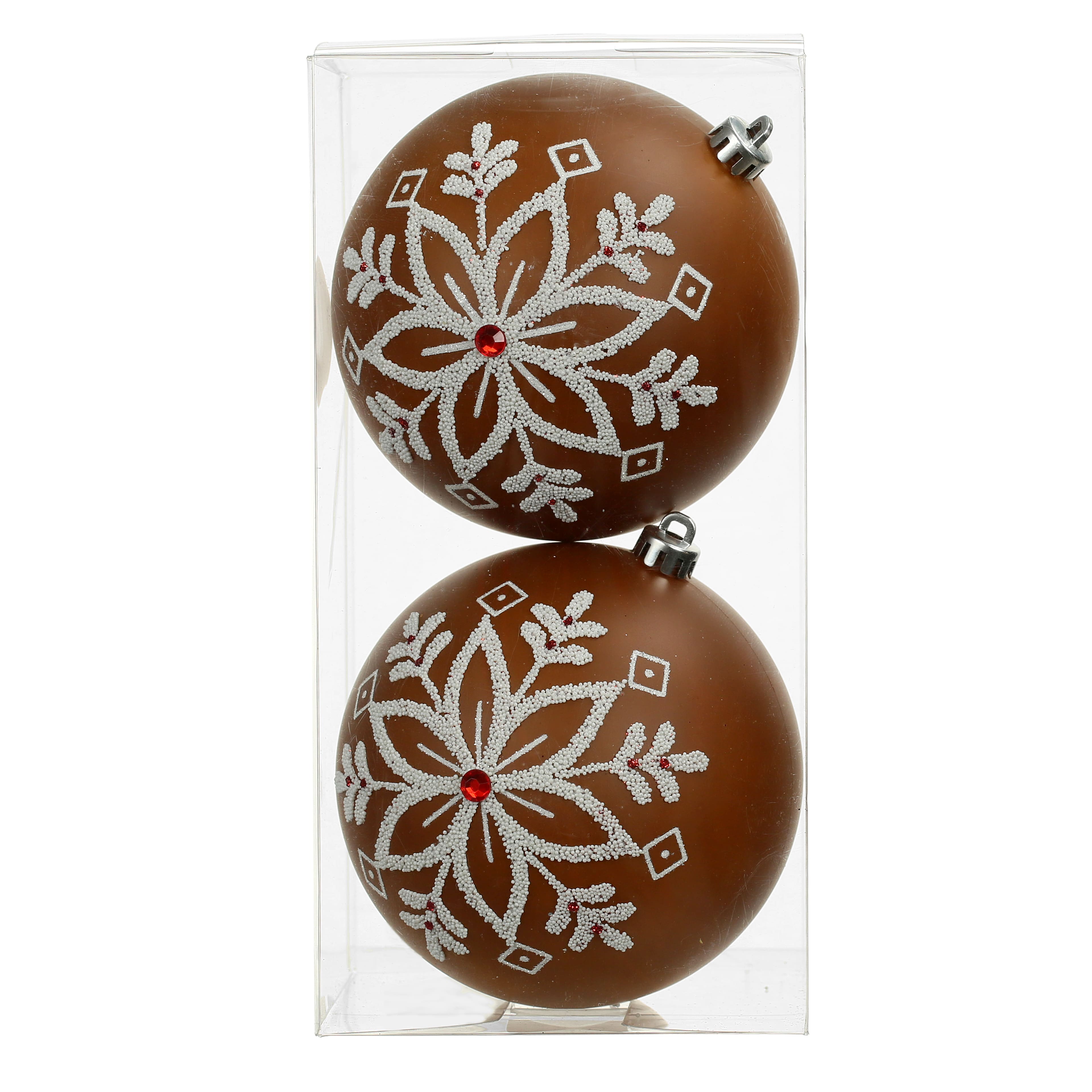 2 Pack 4.7&#x22; Gingerbread Snowflake Shatterproof Ball Ornaments by Ashland&#xAE;