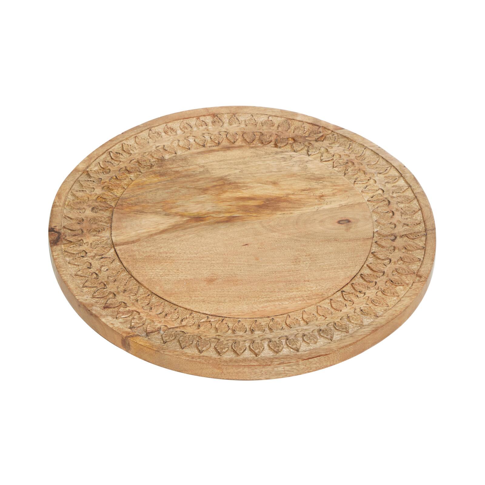 Brown Wood Country Cottage Lazy Susan Cake Stand, 2" x 15" x 15"