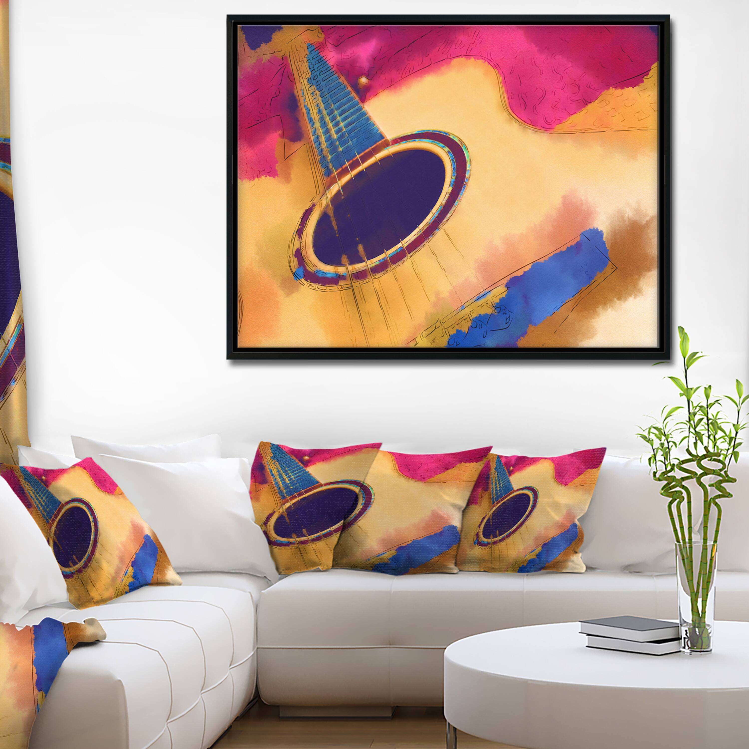 Designart - Listen to the Colorful Music - Music Canvas Art Print in Black Frame