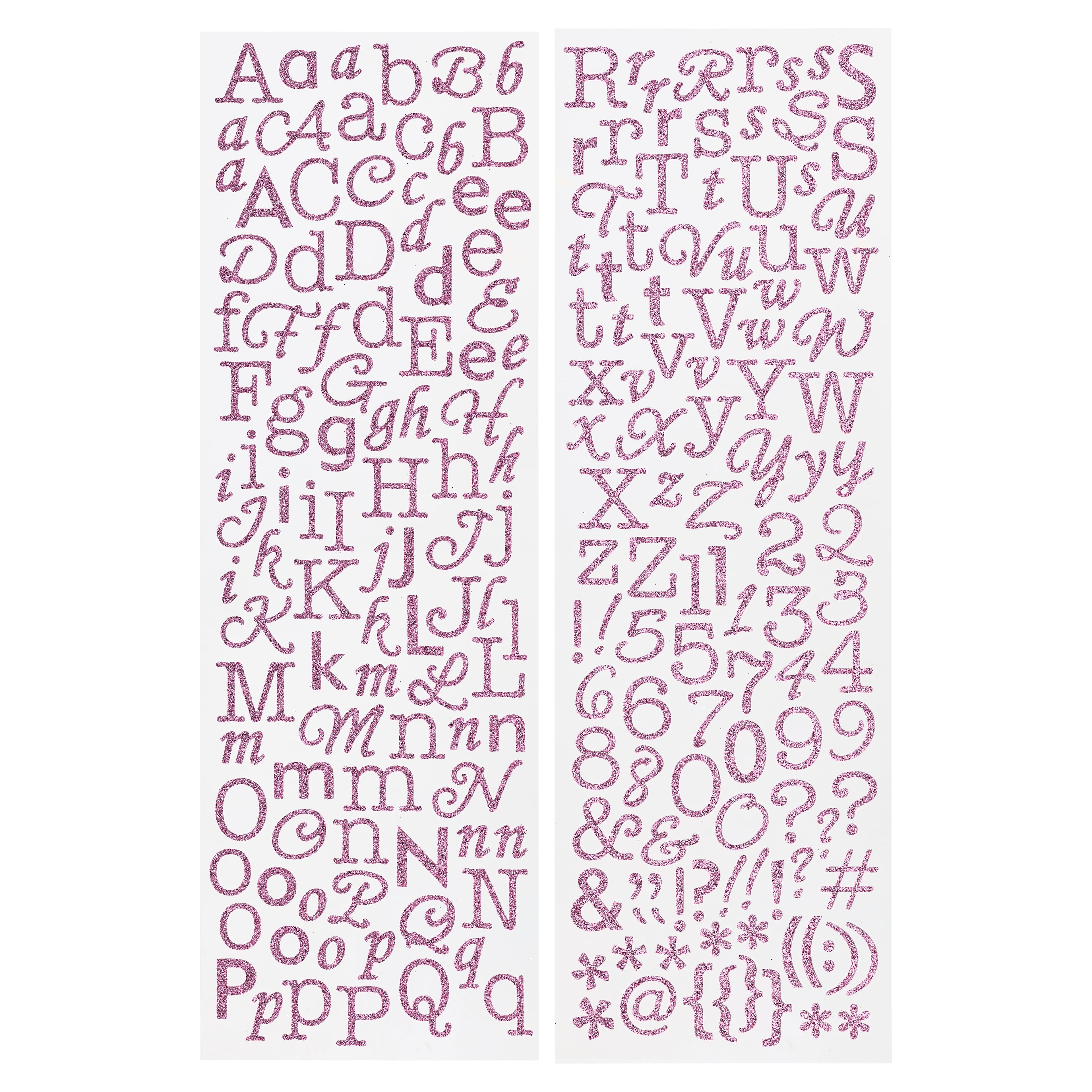 Purple Glitter Letters Sticker Sheet