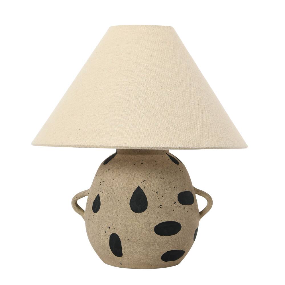 Hello Honey&#xAE; 15&#x22; Hand-Painted Terra-cotta Table Lamp with Dots and Fabric Shade