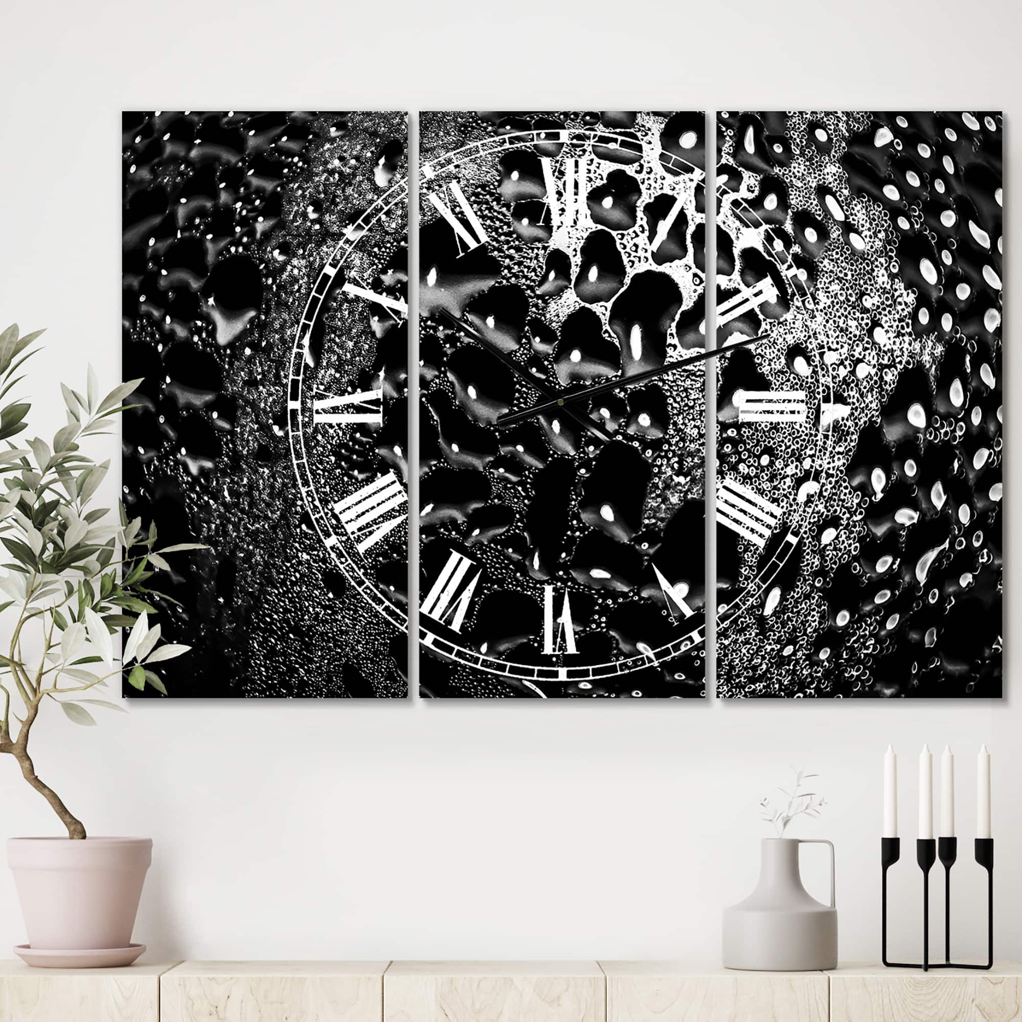 Designart 'Abstract Droplets 15 Oversized Modern Multipanel Wall Clock