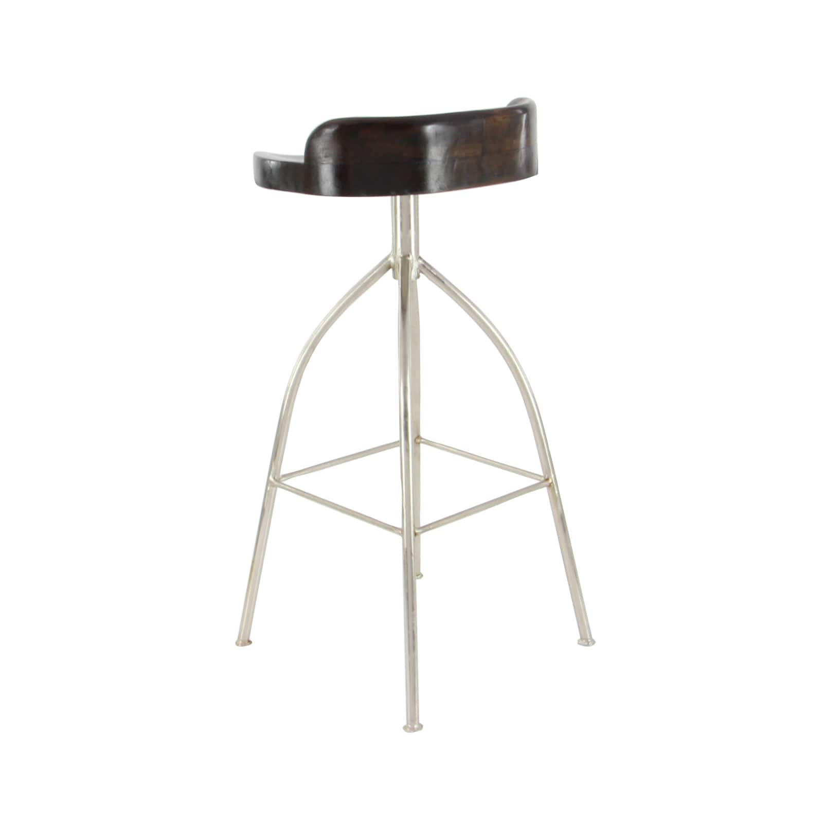 Brown Iron and Wood Contemporary Bar Stool, 33&#x22; x 16&#x22; x 12&#x22;