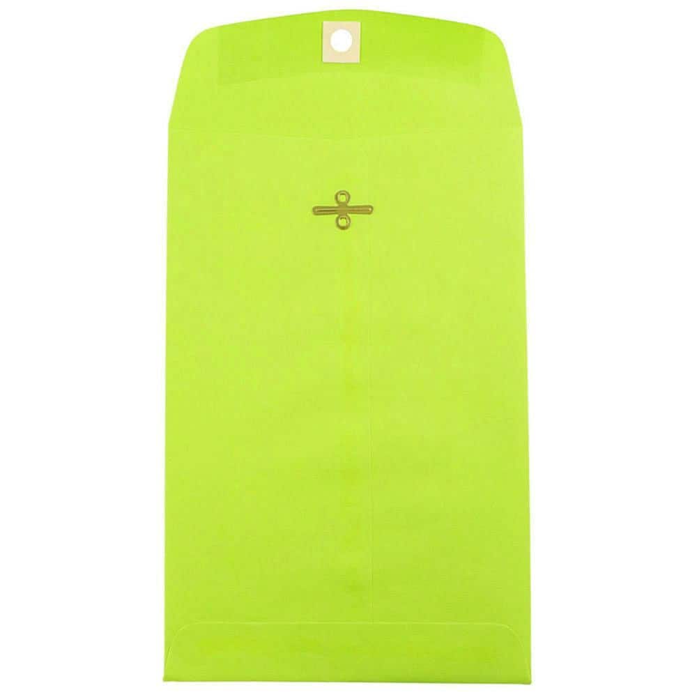 JAM Paper 6" x 9" Ultra Lime Green Open End Catalog Colored Envelopes with Clasp Closure