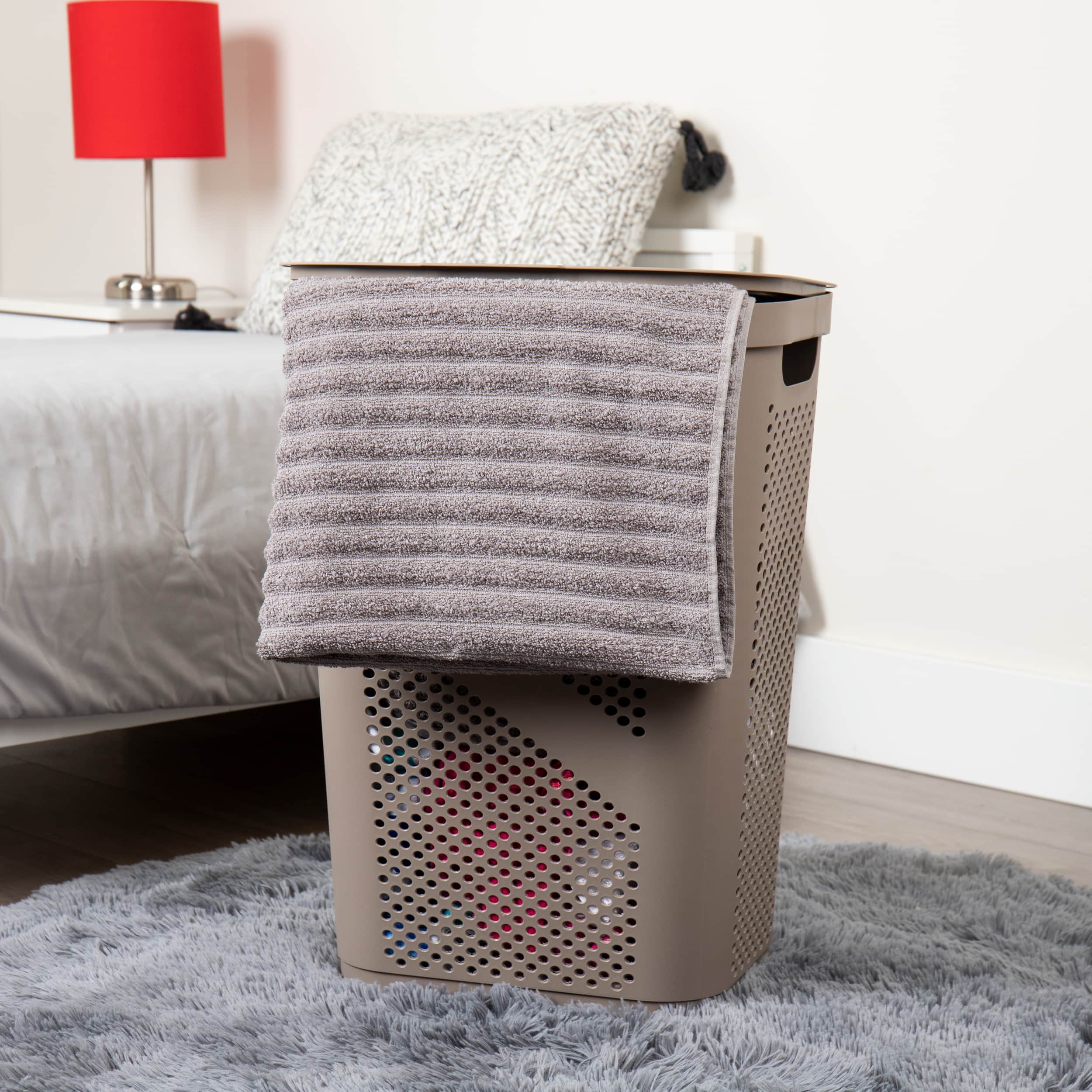 Mind Reader 60L Ventilated Slim Laundry Hamper with Cut Out Handles & Hinged Lid, 2ct.