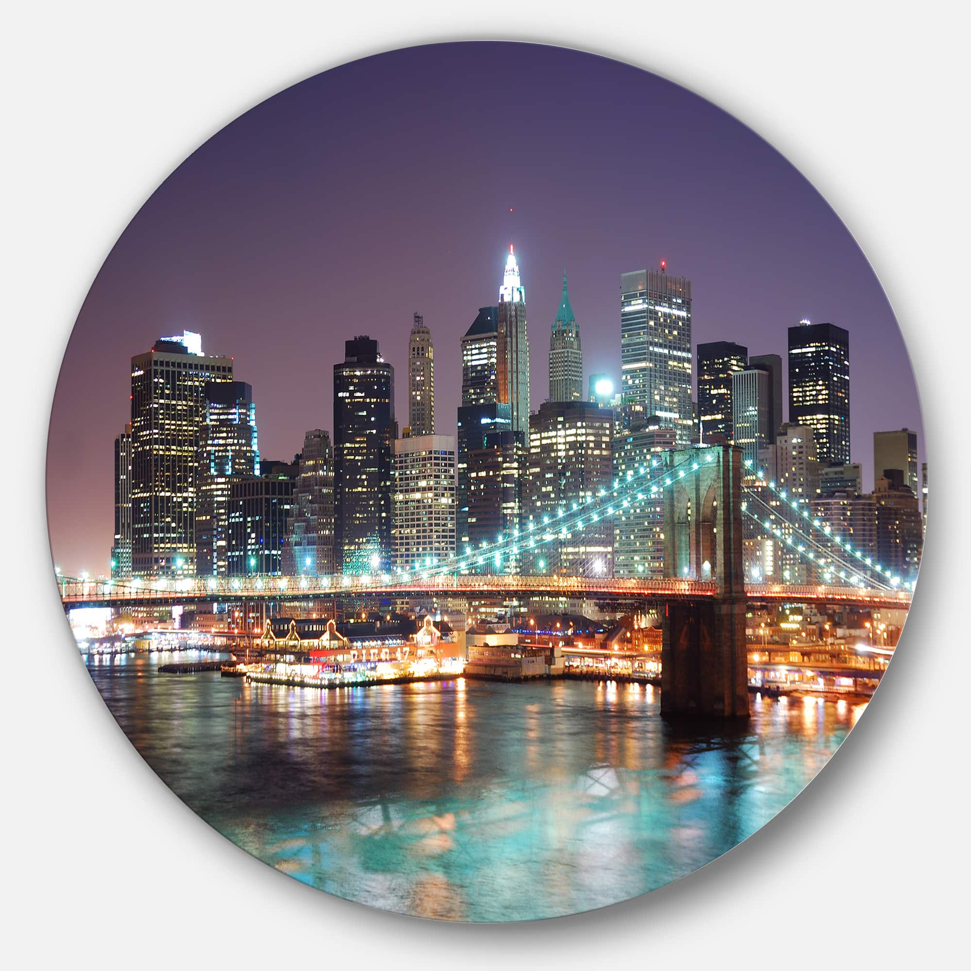 Designart - New York City Manhattan Skyscrapers' Ultra Glossy Cityscape Circle Wall Art