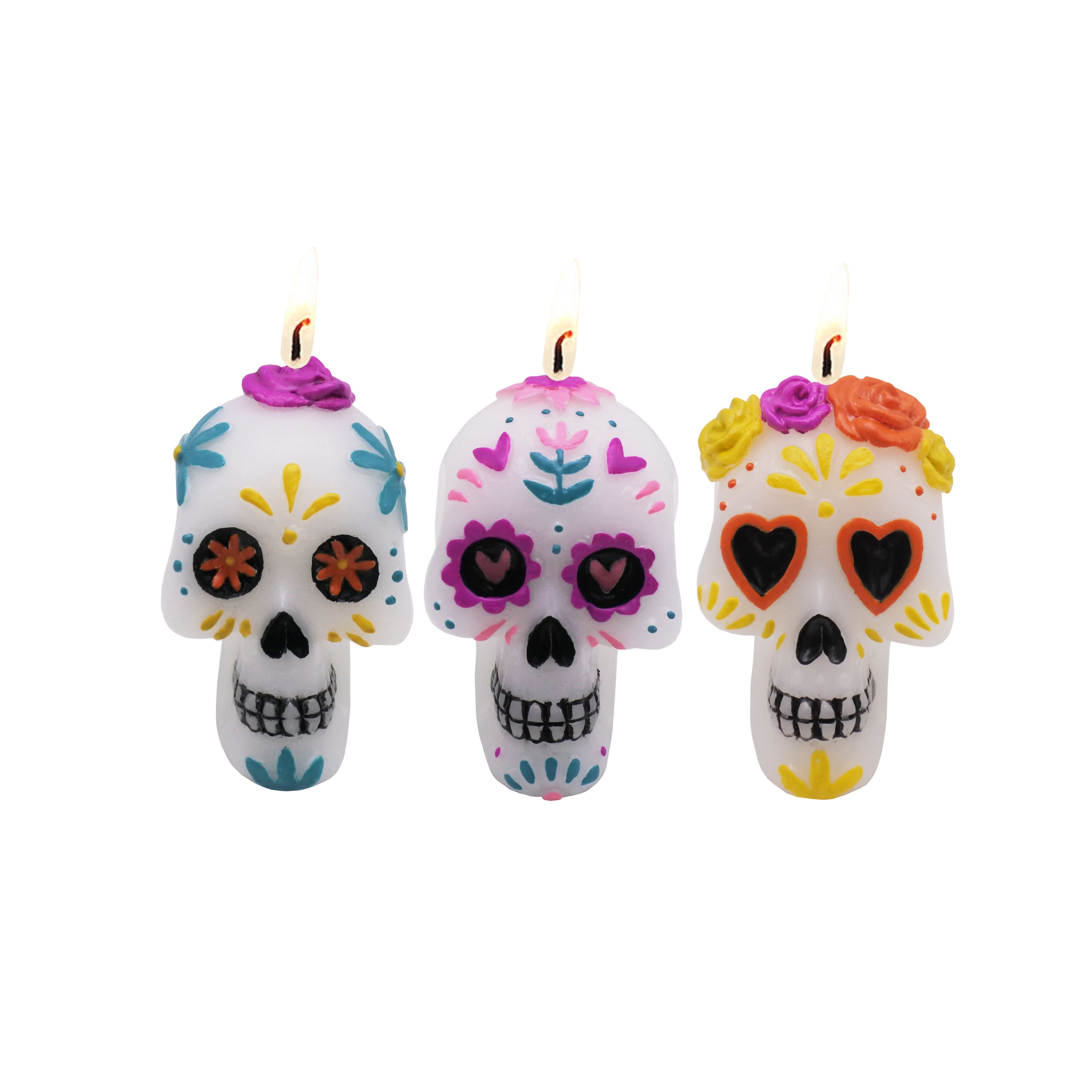 2.5" Day of the Dead Sugar Skull Shaped Candles, 3ct. by Ashland®