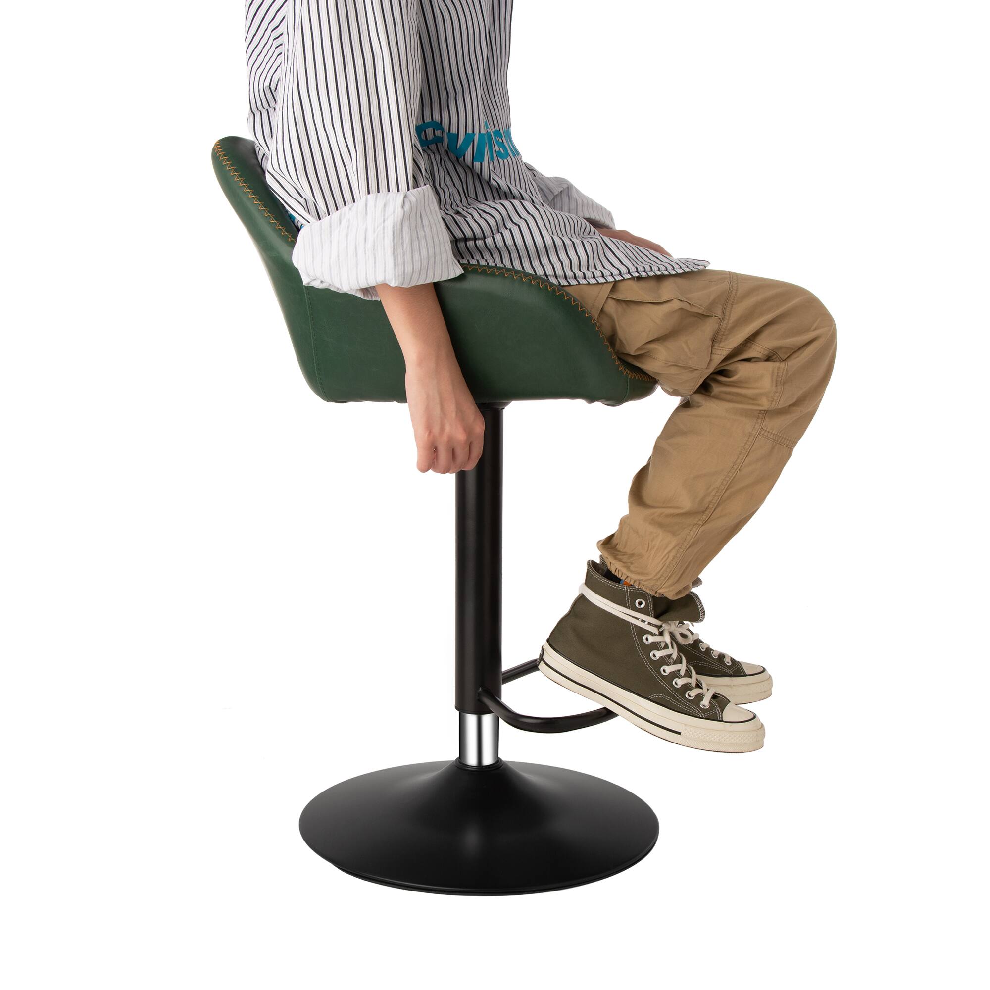 Glitzhome® Mid-Century Leatherette Gaslift Adjustable Swivel Bar Stool Set